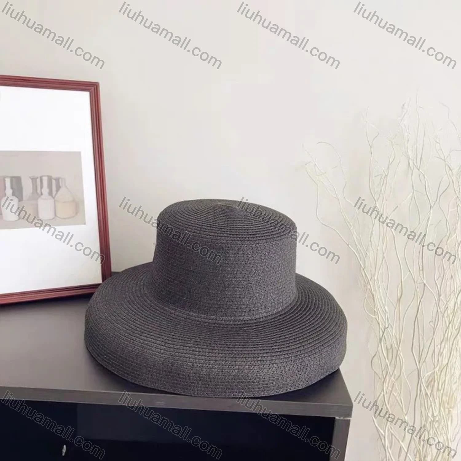 Wholesale Women's Plain Wide Brim Panama Straw Hat - Liuhuamall