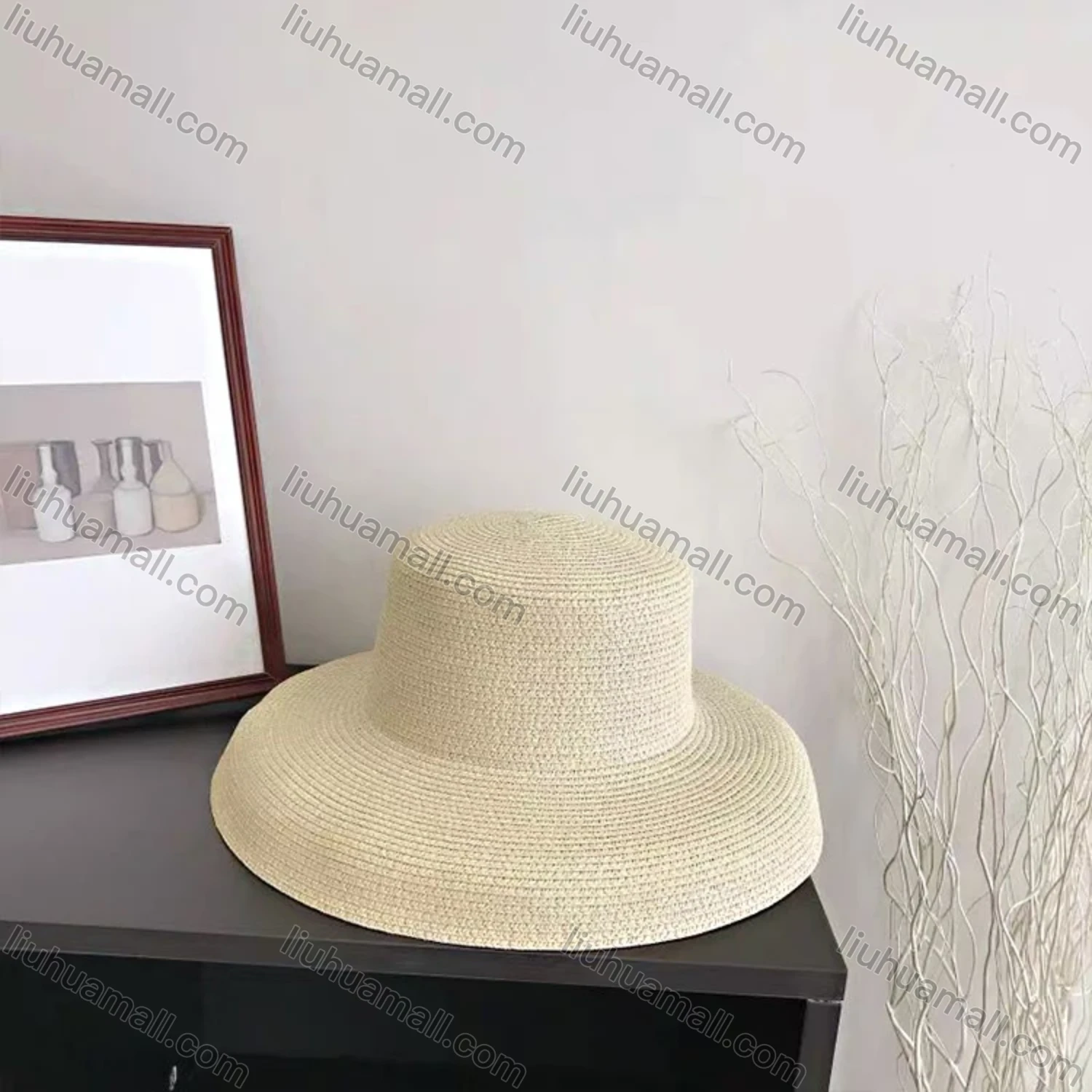 Wholesale Women's Plain Wide Brim Panama Straw Hat - Liuhuamall