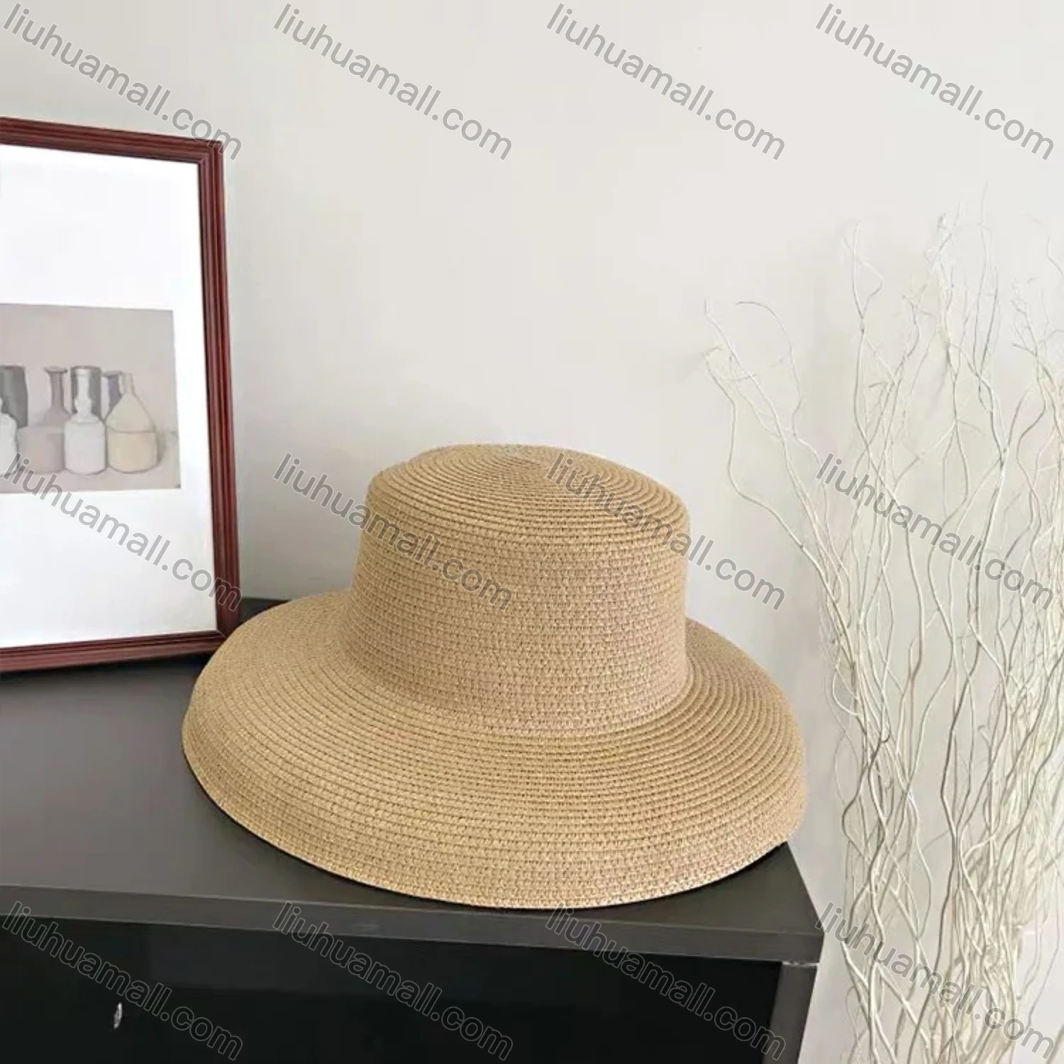 Wholesale Women's Plain Wide Brim Panama Straw Hat - Liuhuamall
