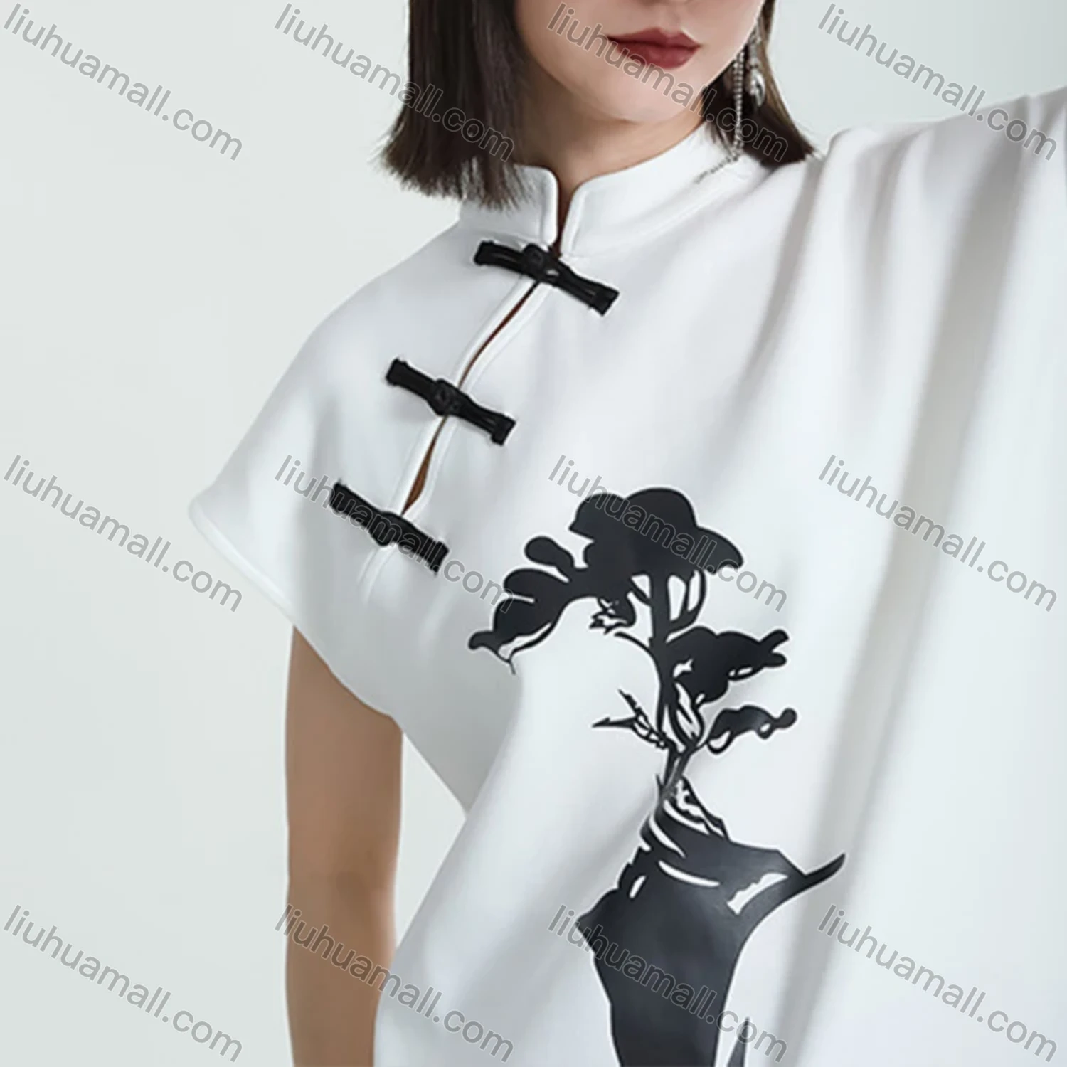 Wholesale Women's Casual Floral Print Buckle Tee - Liuhuamall