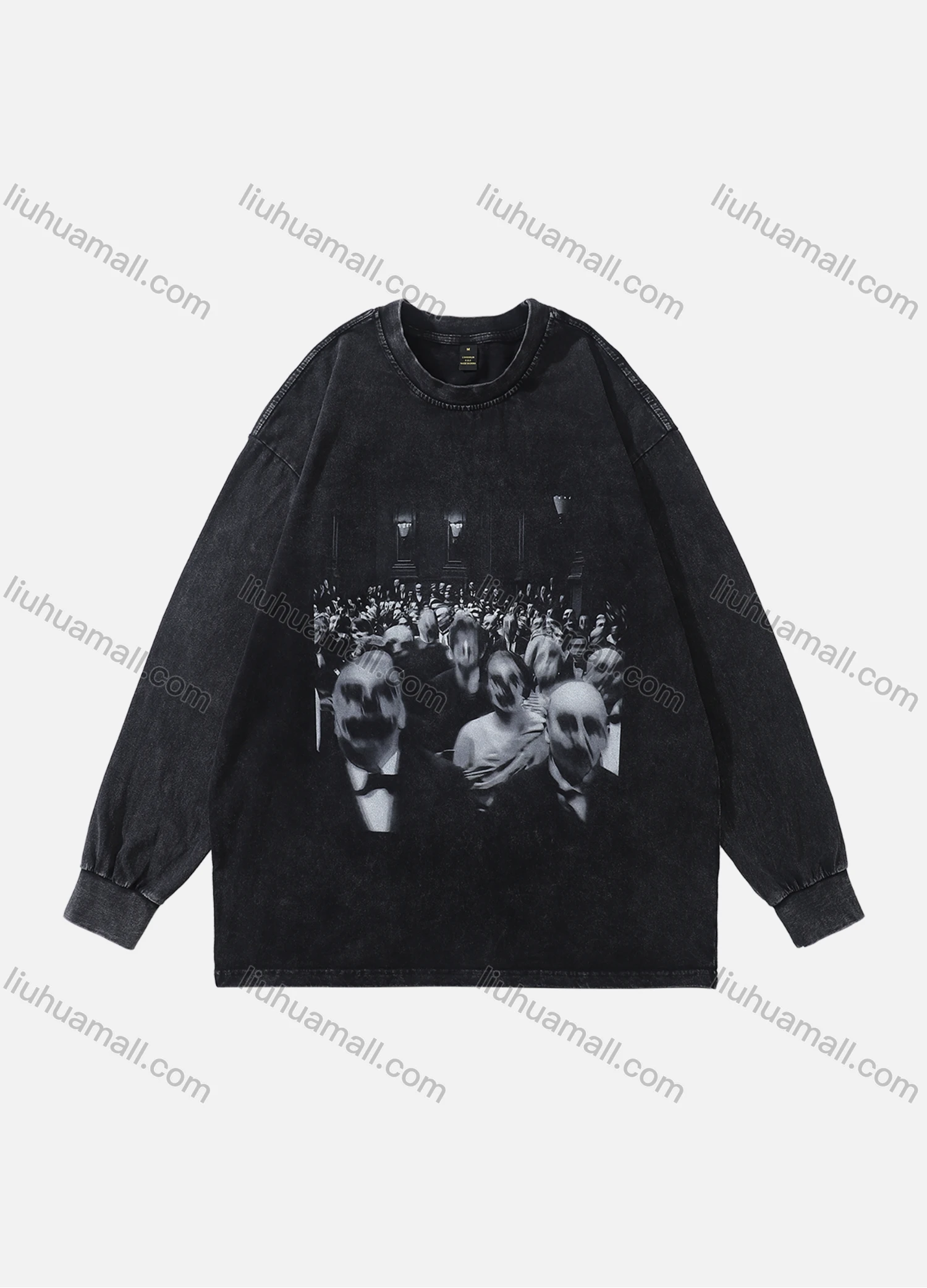 Wholesale Men's Fashion 100%Cotton Distressed Crew Neck Long Sleeve Graphic T-shirt SS15# - Liuhuamall
