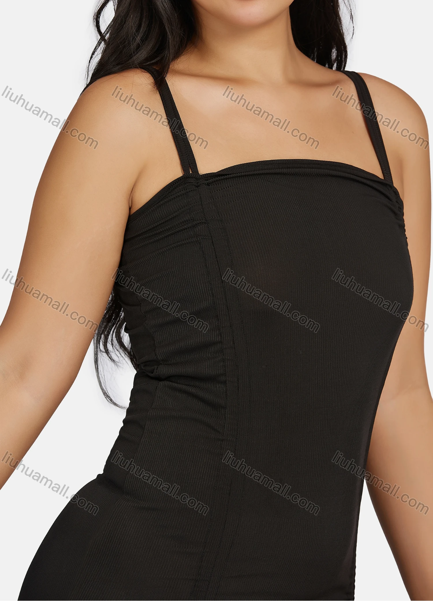 Wholesale Women's Sexy Club-wear Drawstring Plain Mini Dress - Liuhuamall