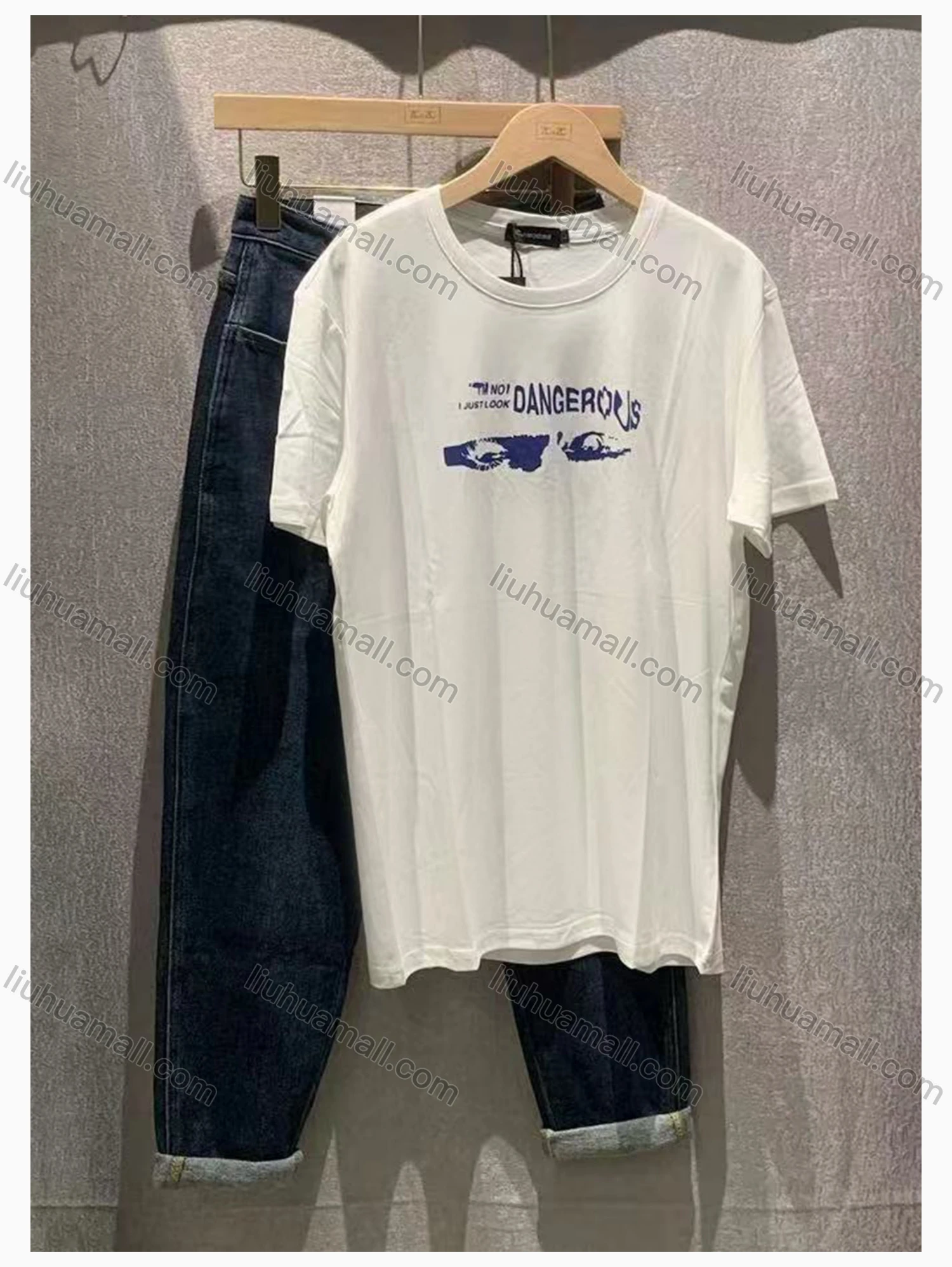 Wholesale Men's Casual Round Neck Short Sleeve Letter Print T-Shirt - Liuhuamall