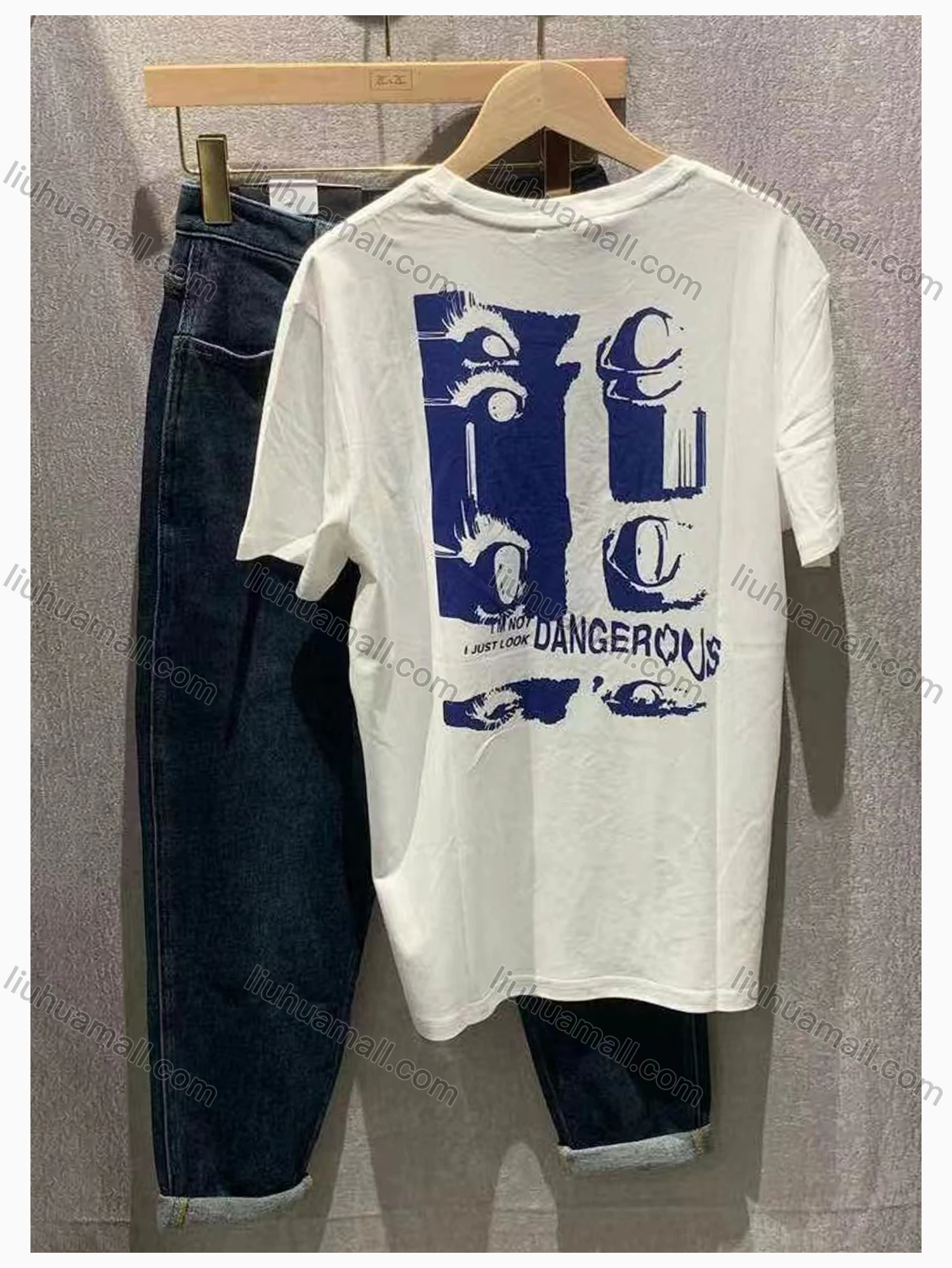 Wholesale Men's Casual Round Neck Short Sleeve Letter Print T-Shirt - Liuhuamall
