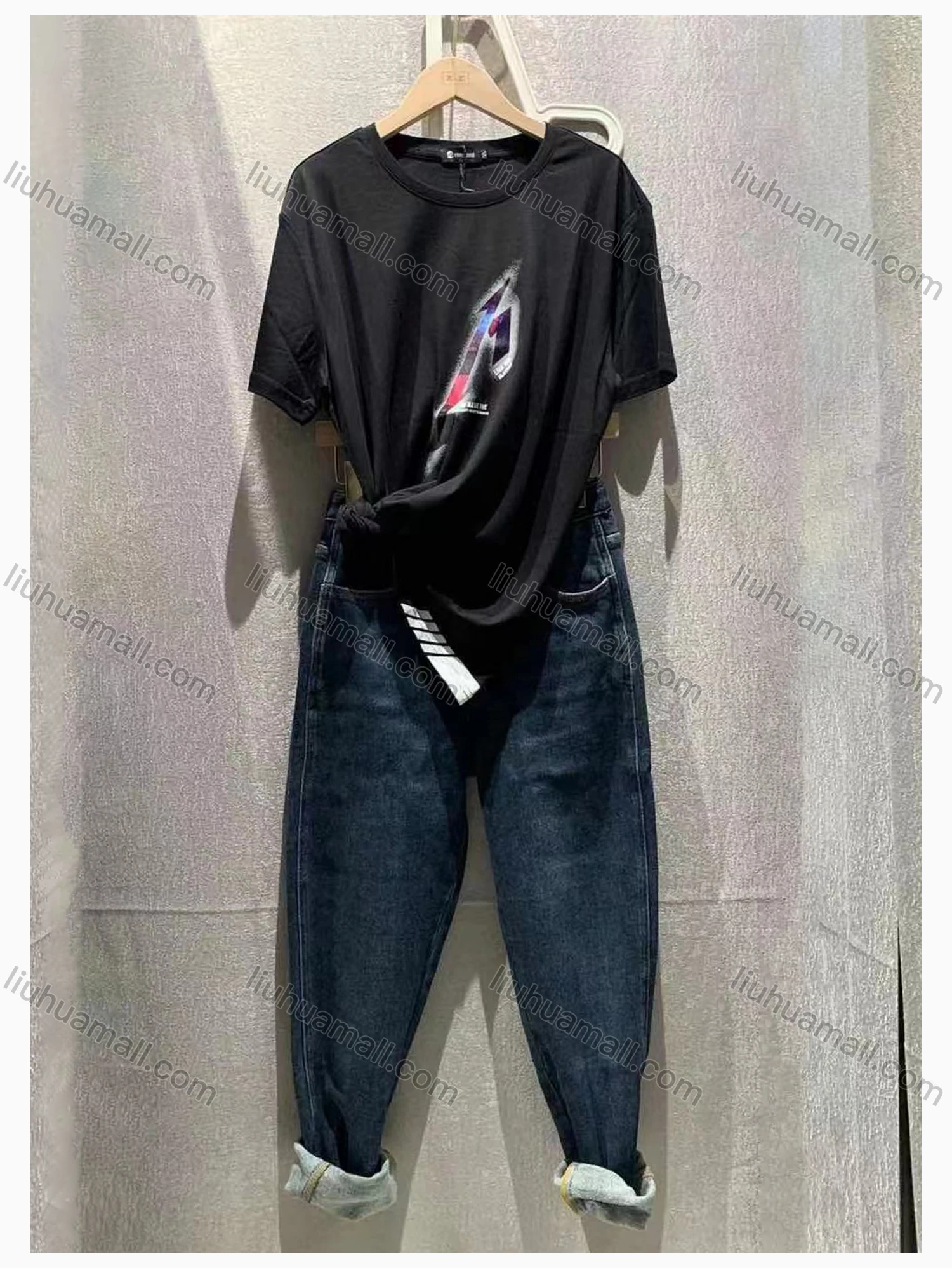 Wholesale Men's Casual Round Neck Short Sleeve Letter Print T-Shirt - Liuhuamall