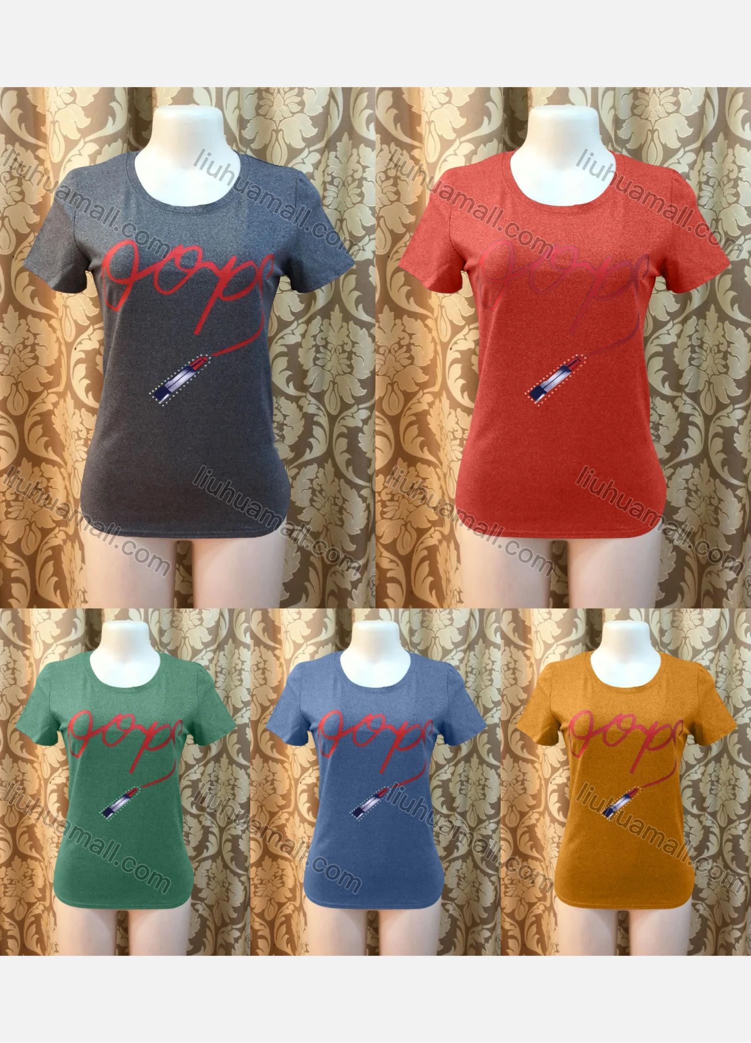 Wholesale Women's Casusal Letter Print Round Neck Short Sleeve Tee - Liuhuamall