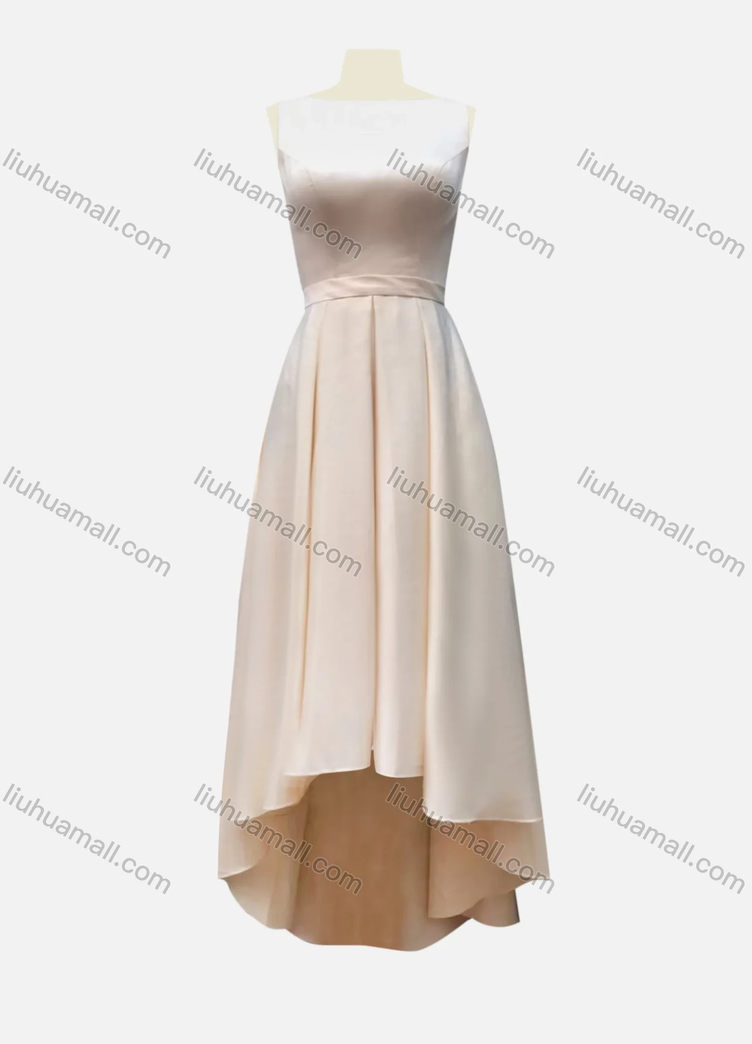 Wholesale Women's Elegant Sleeveless Plain High Low Hem Evening Dress - Liuhuamall
