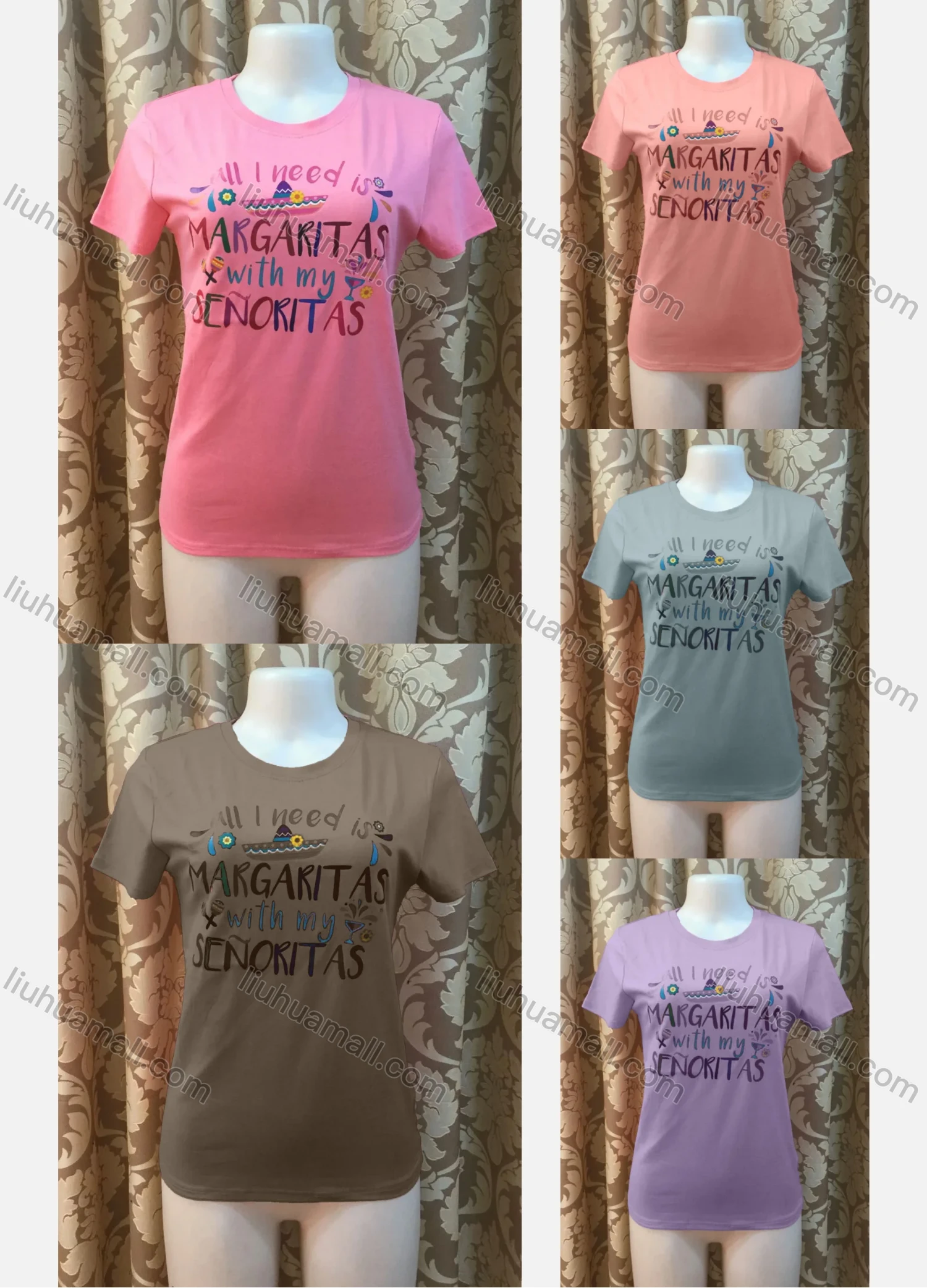 Wholesale Women's Casusal Letter Print Round Neck Short Sleeve Tee - Liuhuamall