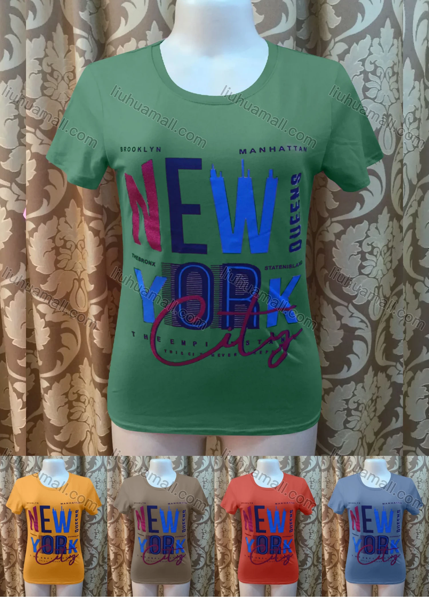 Wholesale Women's Casusal Letter Print Round Neck Short Sleeve Tee - Liuhuamall