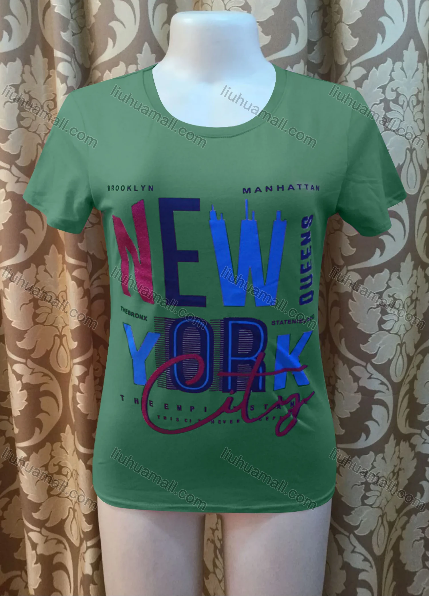 Wholesale Women's Casusal Letter Print Round Neck Short Sleeve Tee - Liuhuamall