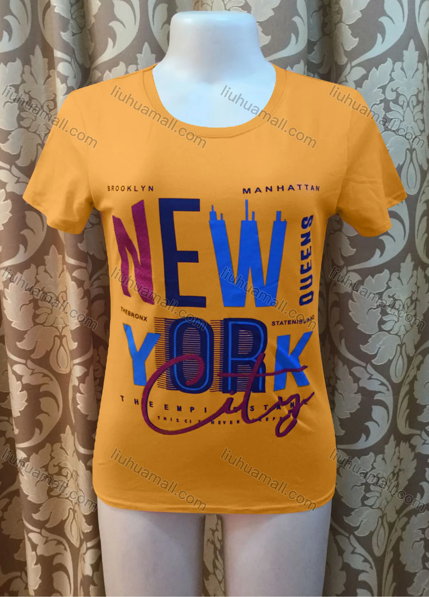 Wholesale Women's Casusal Letter Print Round Neck Short Sleeve Tee - Liuhuamall