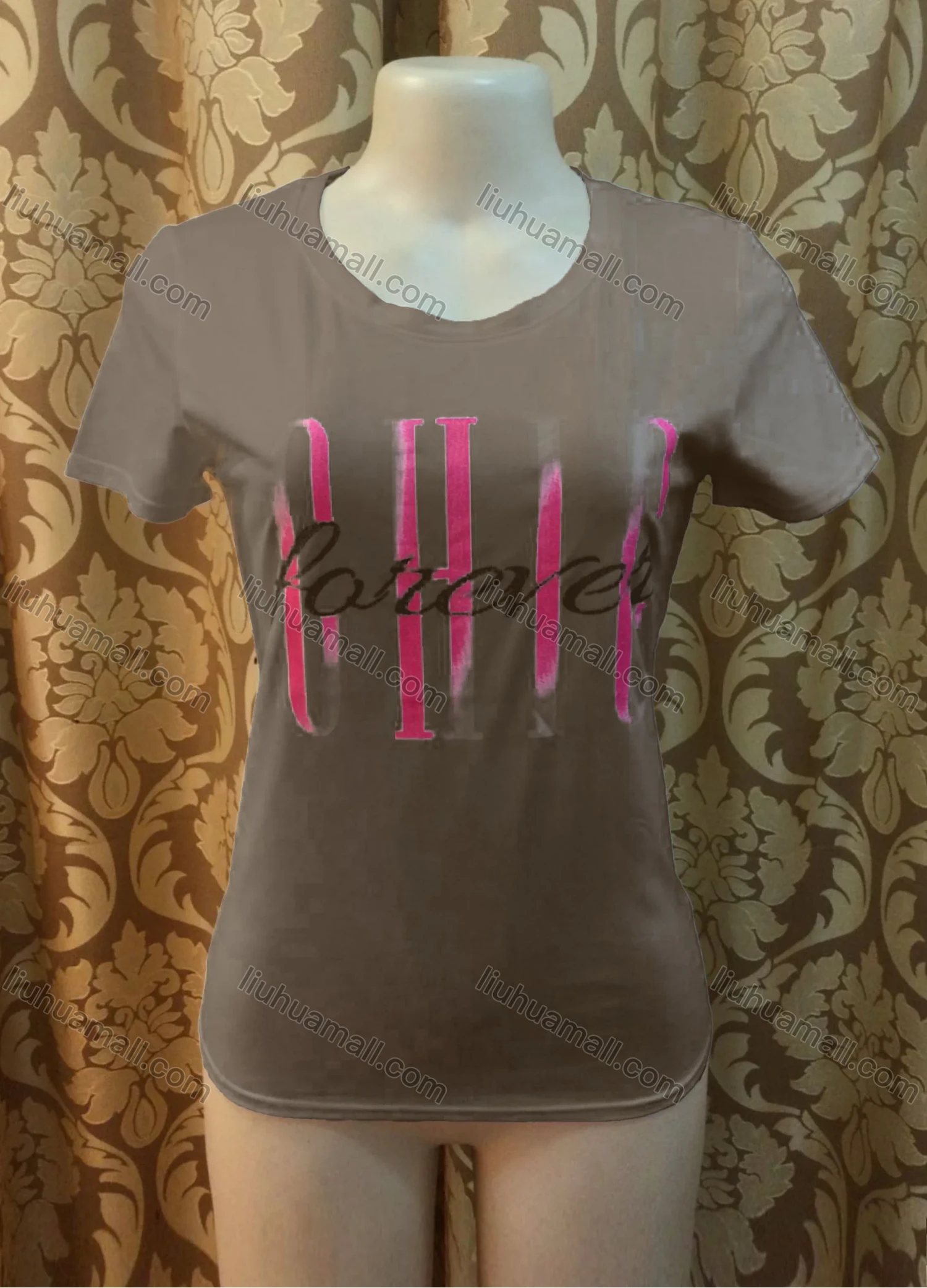 Wholesale Women's Casusal Glitter Letter Print Round Neck Short Sleeve Tee - Liuhuamall