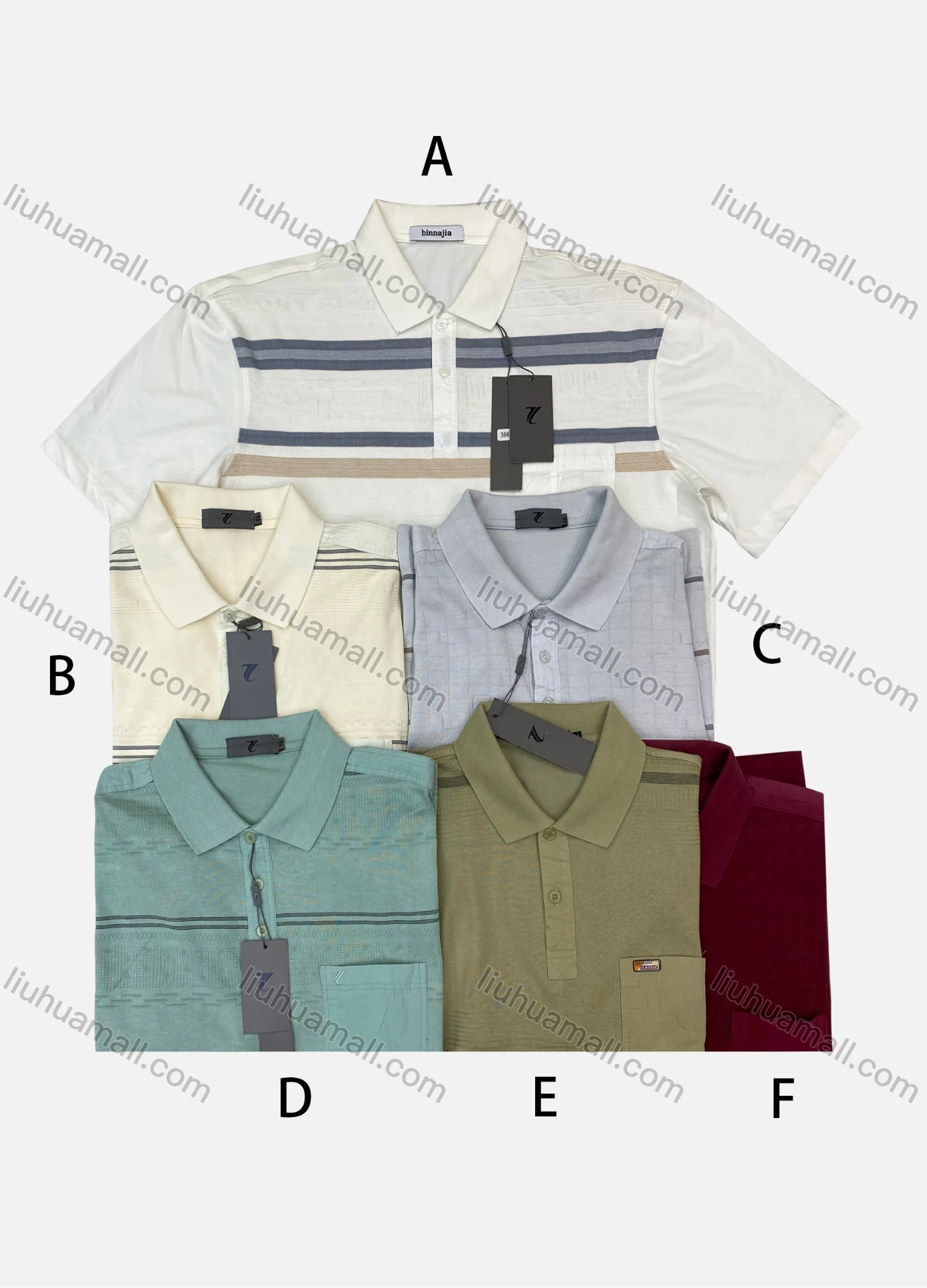 Wholesale Men's Casual Short Sleeve Striped Print Button Front Patch Pocket Polo Shirts - Liuhuamall