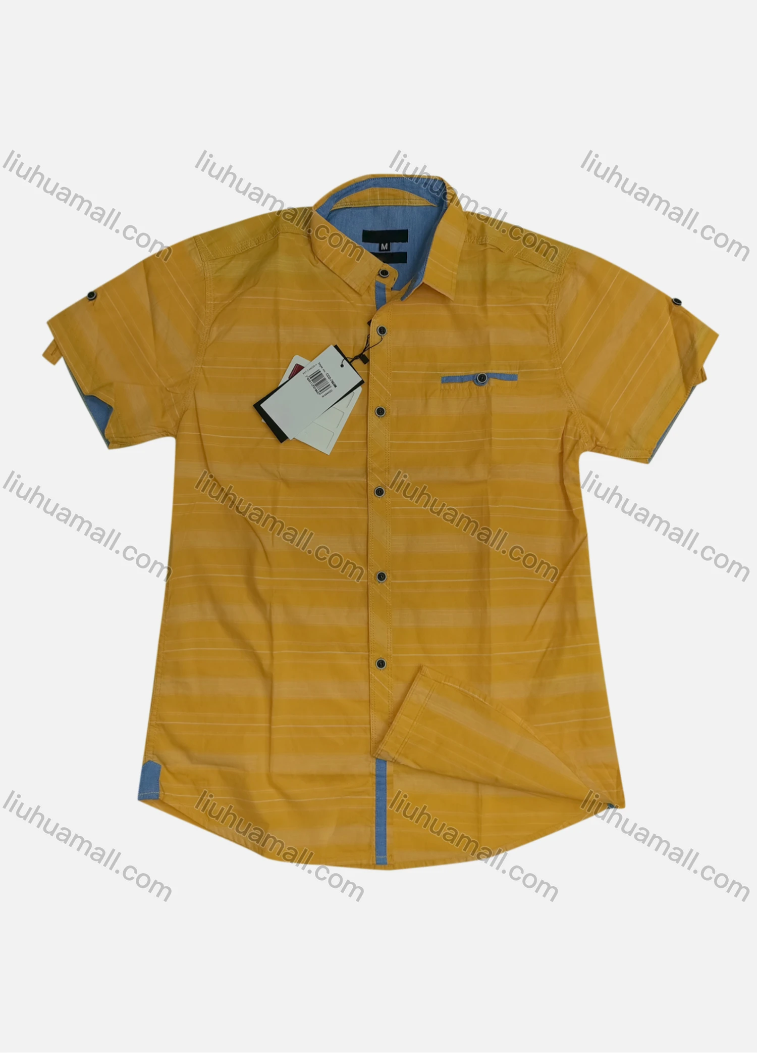 Wholesale Men's Casual Striped Short Sleeve Shirt - Liuhuamall
