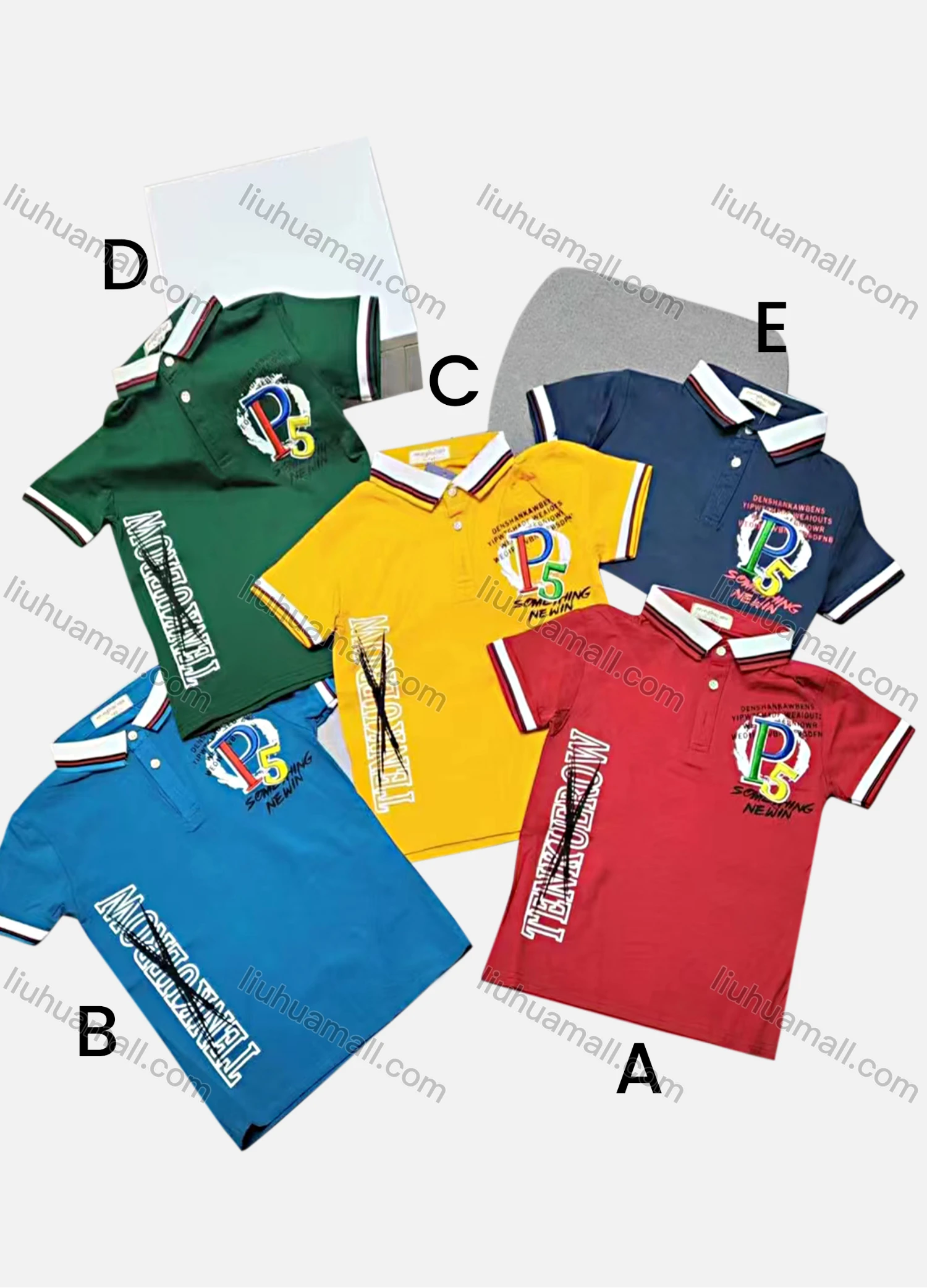 Wholesale Boys Casual Short Sleeve Letter Graphic Button Front Polo Shirts - Liuhuamall
