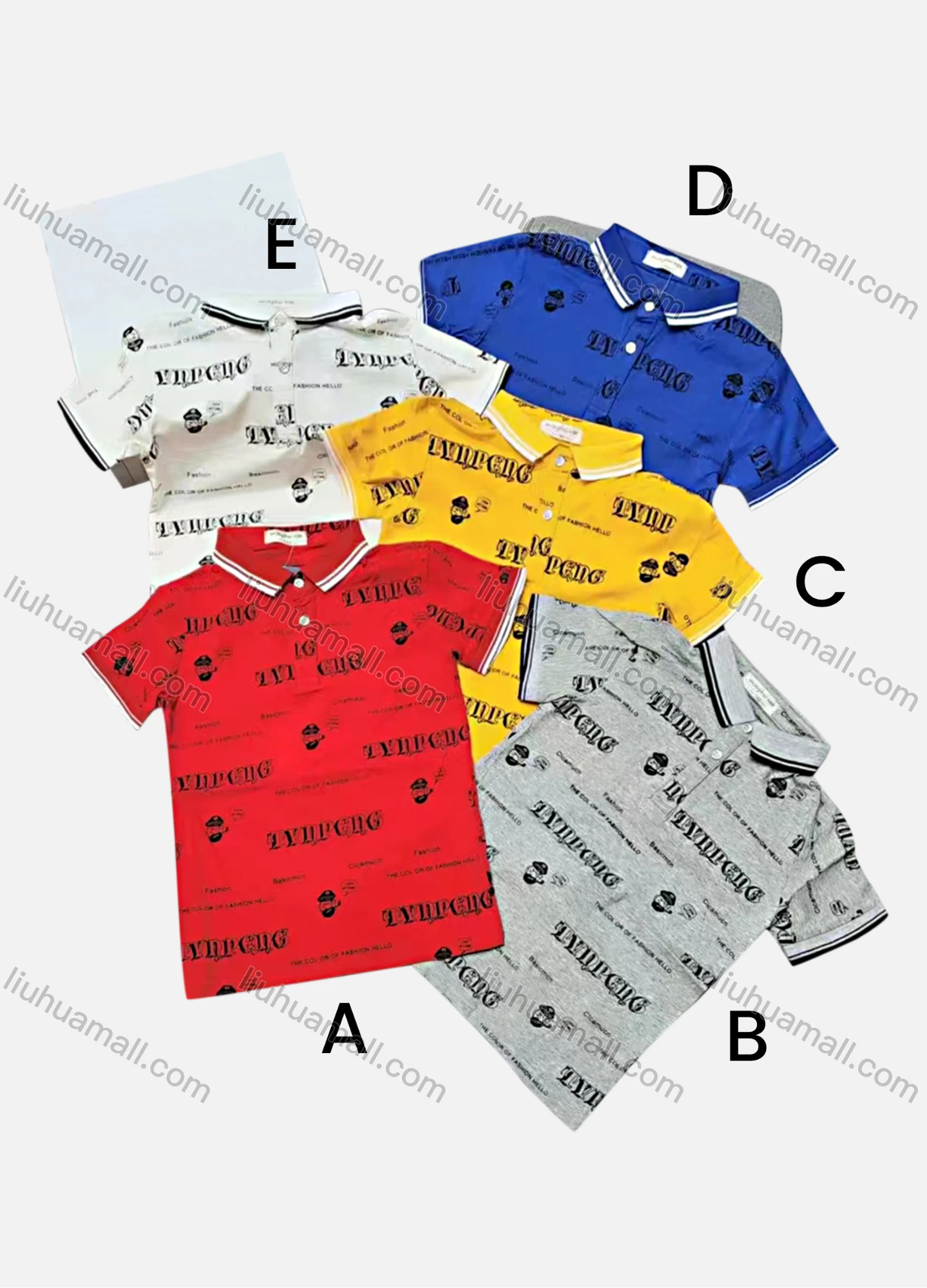 Wholesale Boys Casual Short Sleeve Letter Graphic Button Front Polo Shirts - Liuhuamall