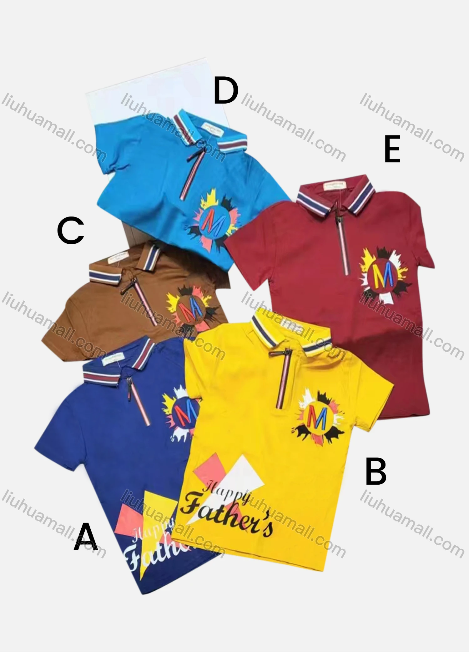Wholesale Boys Casual Short Sleeve Embroidery Letter Graphic Button Front Polo Shirts - Liuhuamall