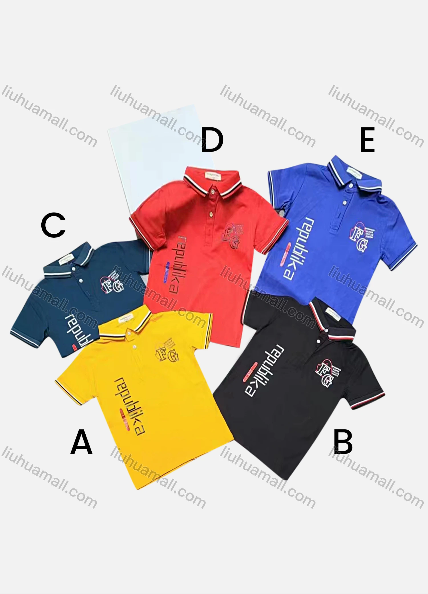 Wholesale Boys Casual Short Sleeve Embroidery Letter Button Front Polo Shirts - Liuhuamall