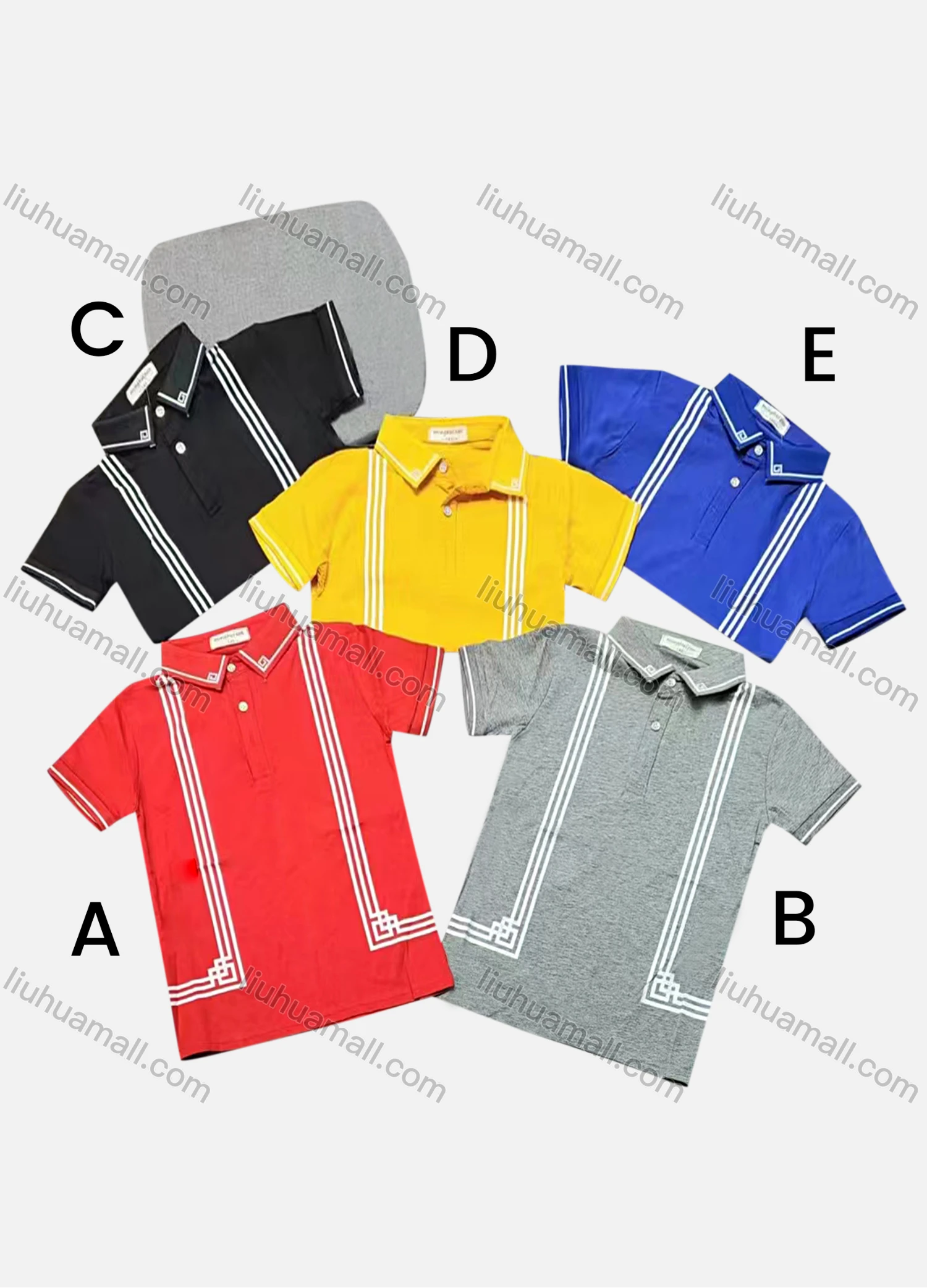 Wholesale Boys Casual Short Sleeve Geometric Graphic Button Front Polo Shirts - Liuhuamall