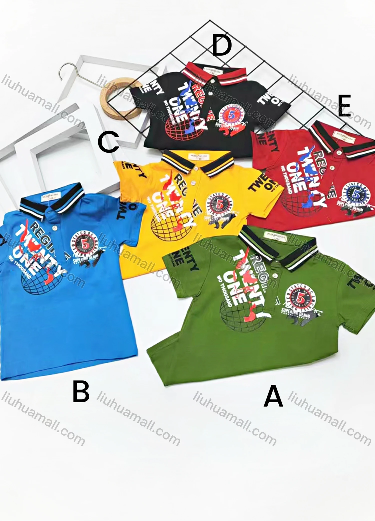Wholesale Boys Casual Short Sleeve Letter Graphic Zipper Front Polo Shirts - Liuhuamall