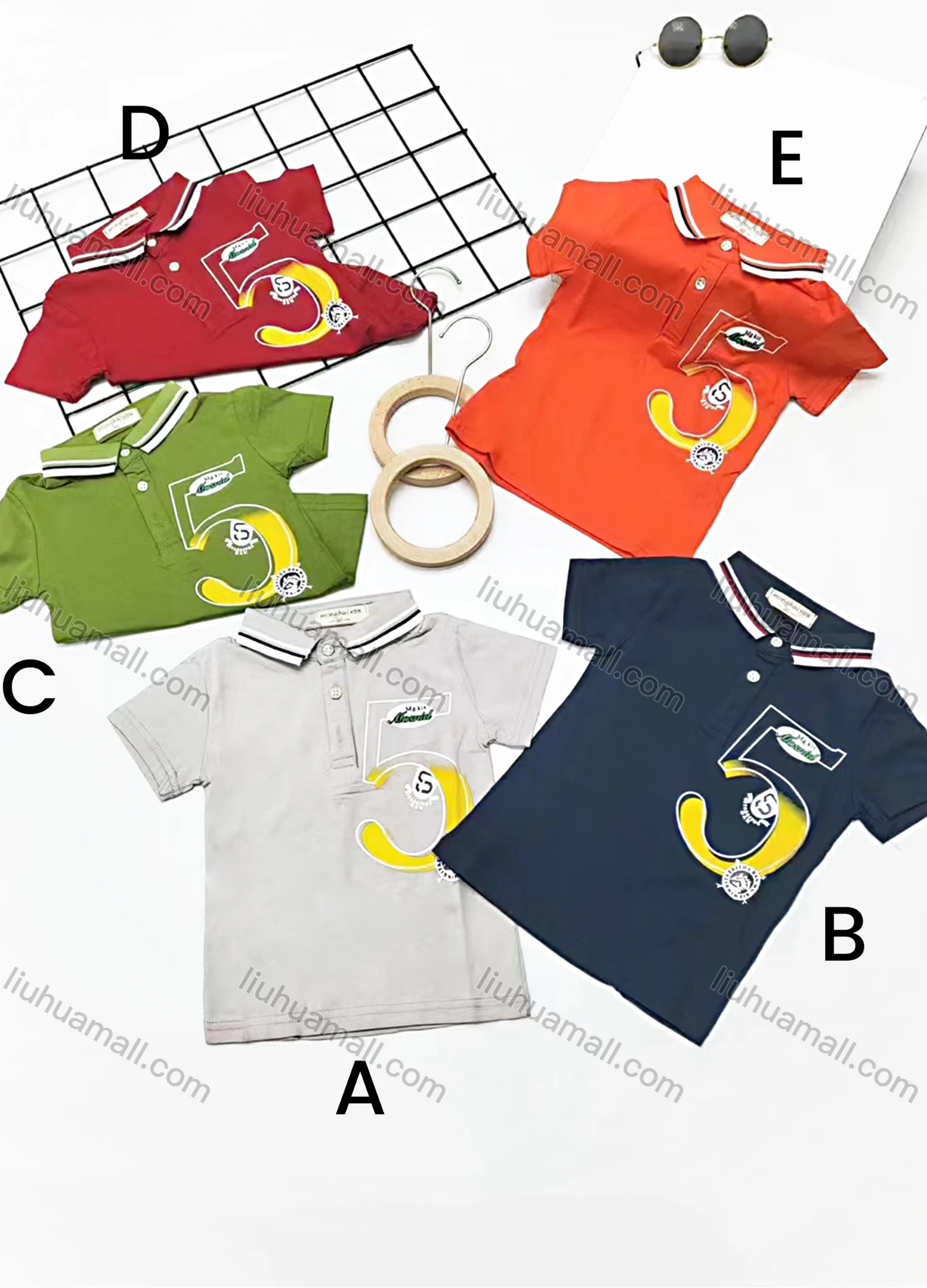 Wholesale Boys Casual Short Sleeve Letter Graphic Button Front Polo Shirts - Liuhuamall