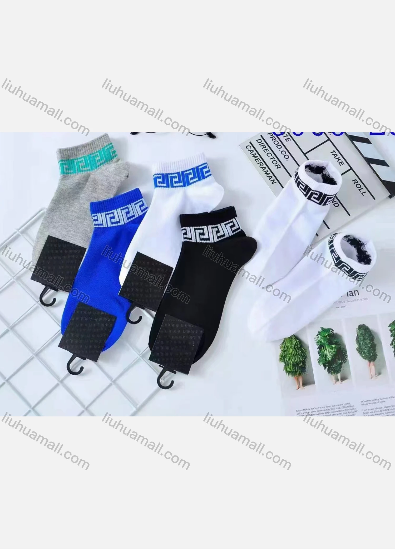 Wholesale Boys Comfy Geometric Print Cushioned Crew Ankle Socks(10 Piece of Pack) - Liuhuamall