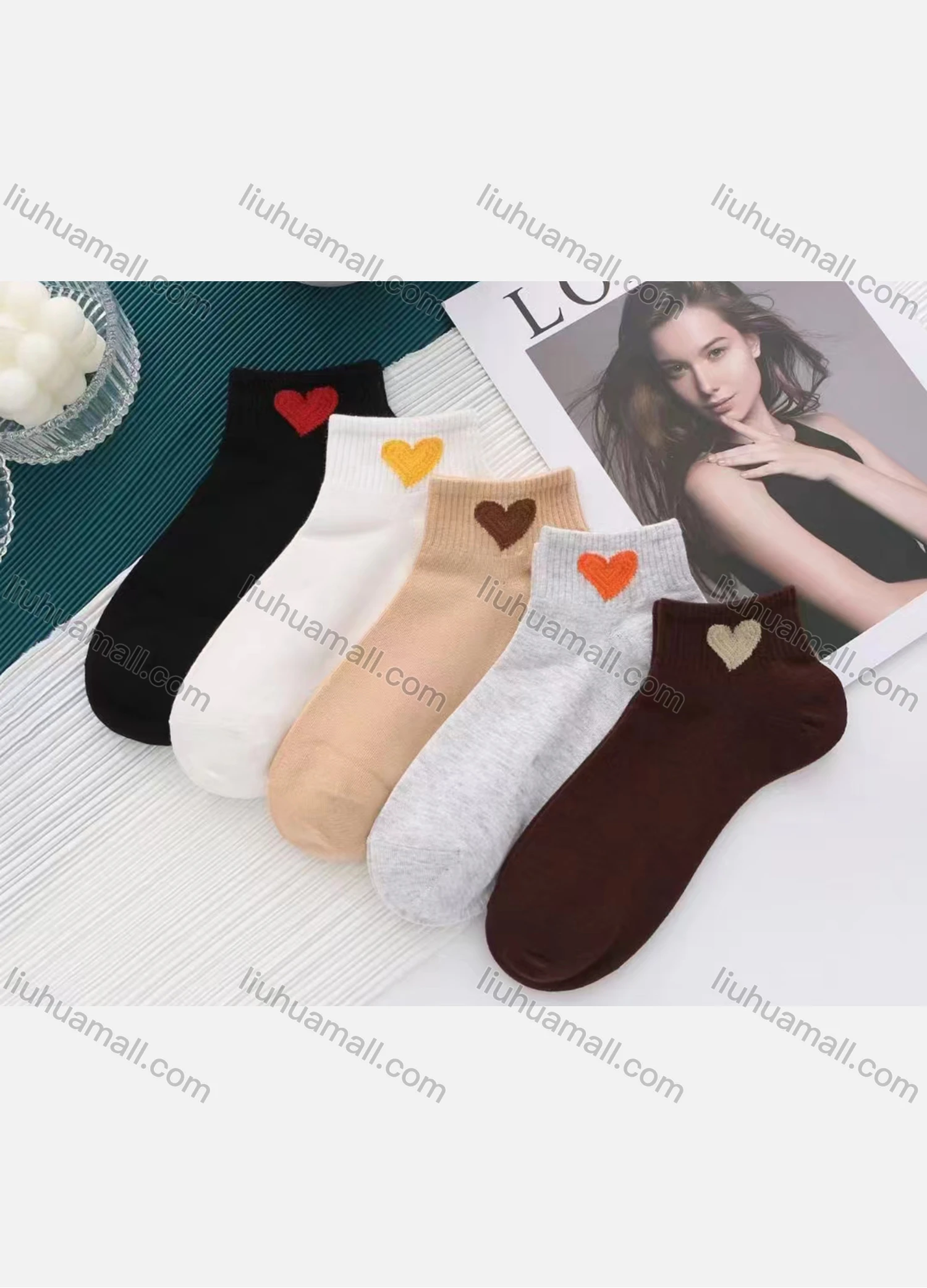 Wholesale Boys Comfy Heart Print Crew Ankle Socks(10 Piece of Pack) - Liuhuamall