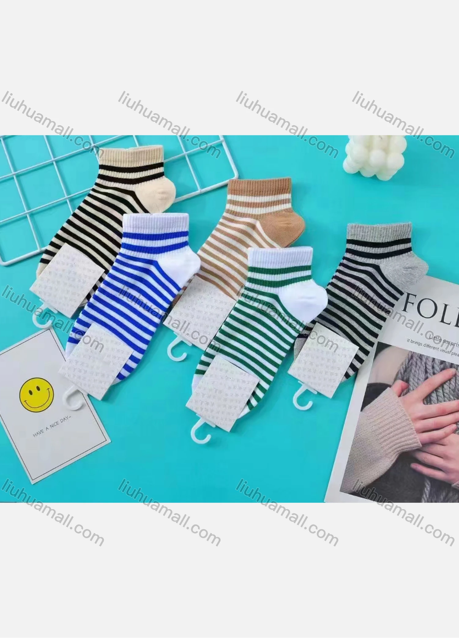Wholesale Boys Comfy Striped Crew Ankle Socks(10 Piece of Pack) - Liuhuamall