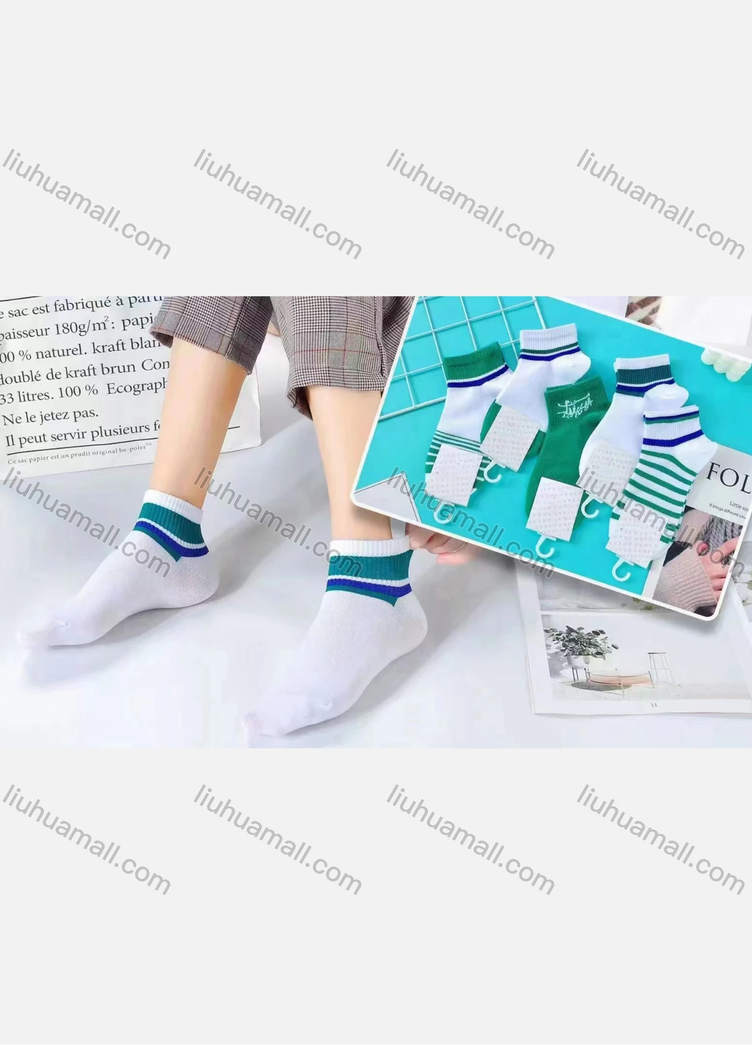 Wholesale Boys Comfy Colorblock Striped Crew Ankle Socks(10 Piece of Pack) - Liuhuamall