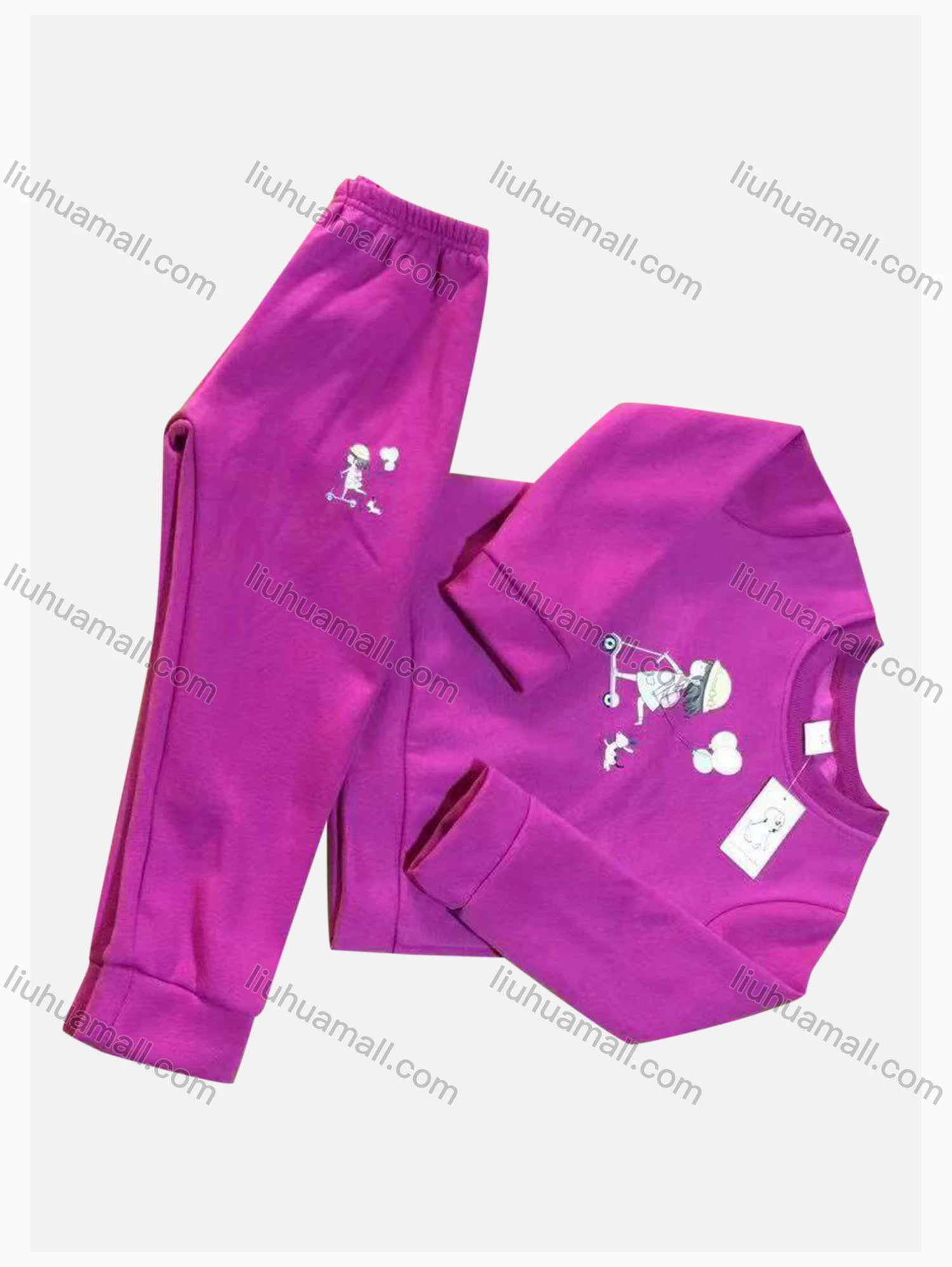 Wholesale Unisex Casual Round Neck Long Sleeve Cartoon Print Top & Pant Set - Liuhuamall