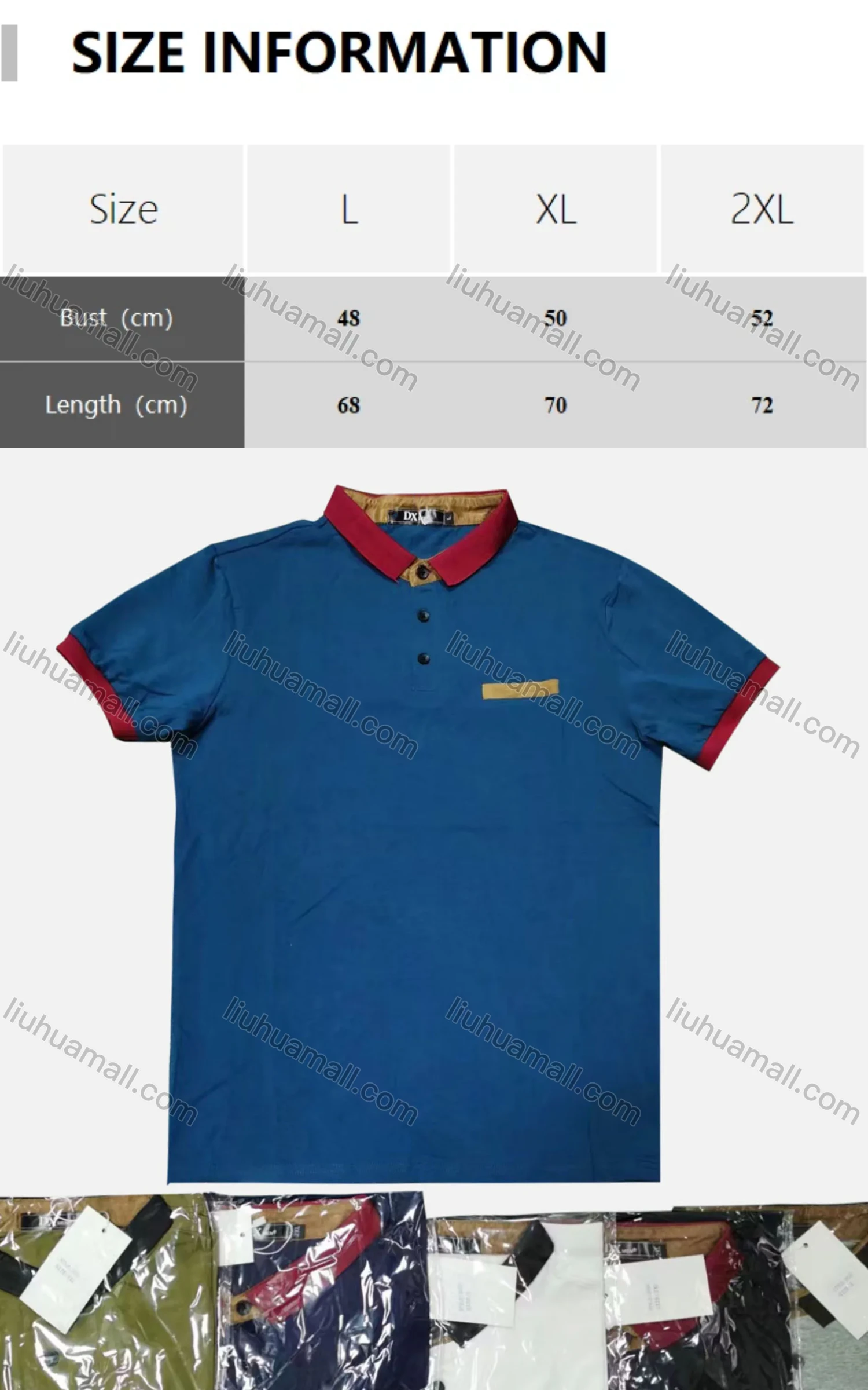 Wholesale Men's Casual 100%Cotton Contrast Polo Shirt - Liuhuamall