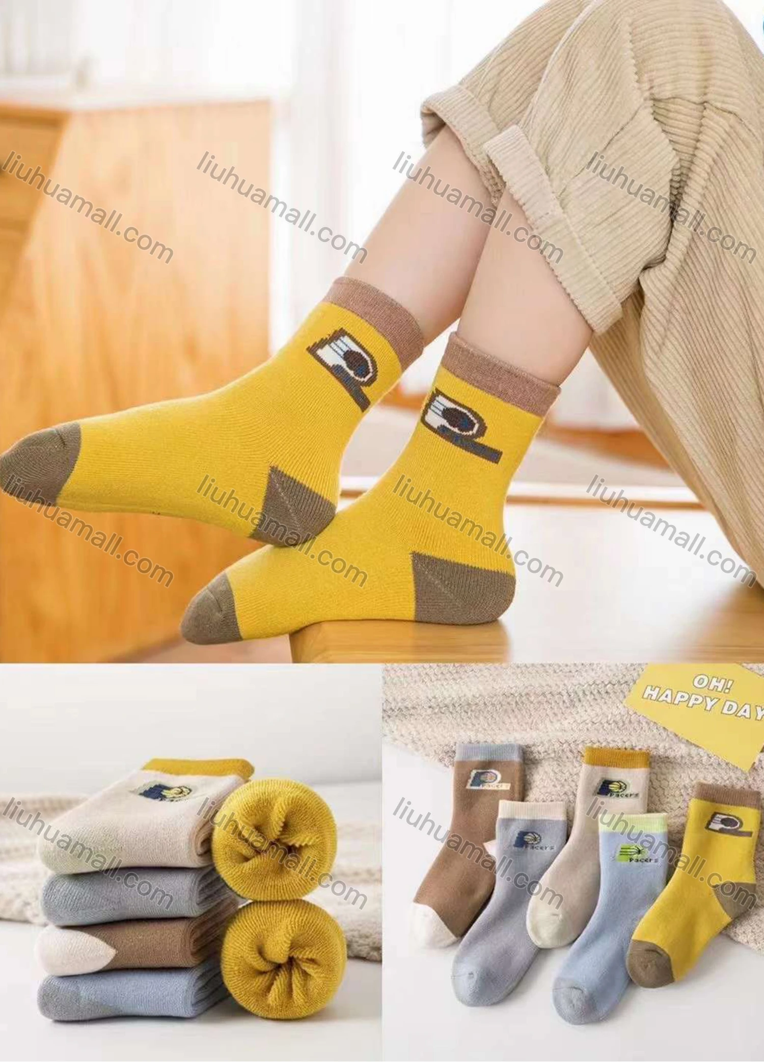 Wholesale Kid's Comfy Letter Print Crew Medium Cotton Socks (10 pairs of socks in one package) - Liuhuamall