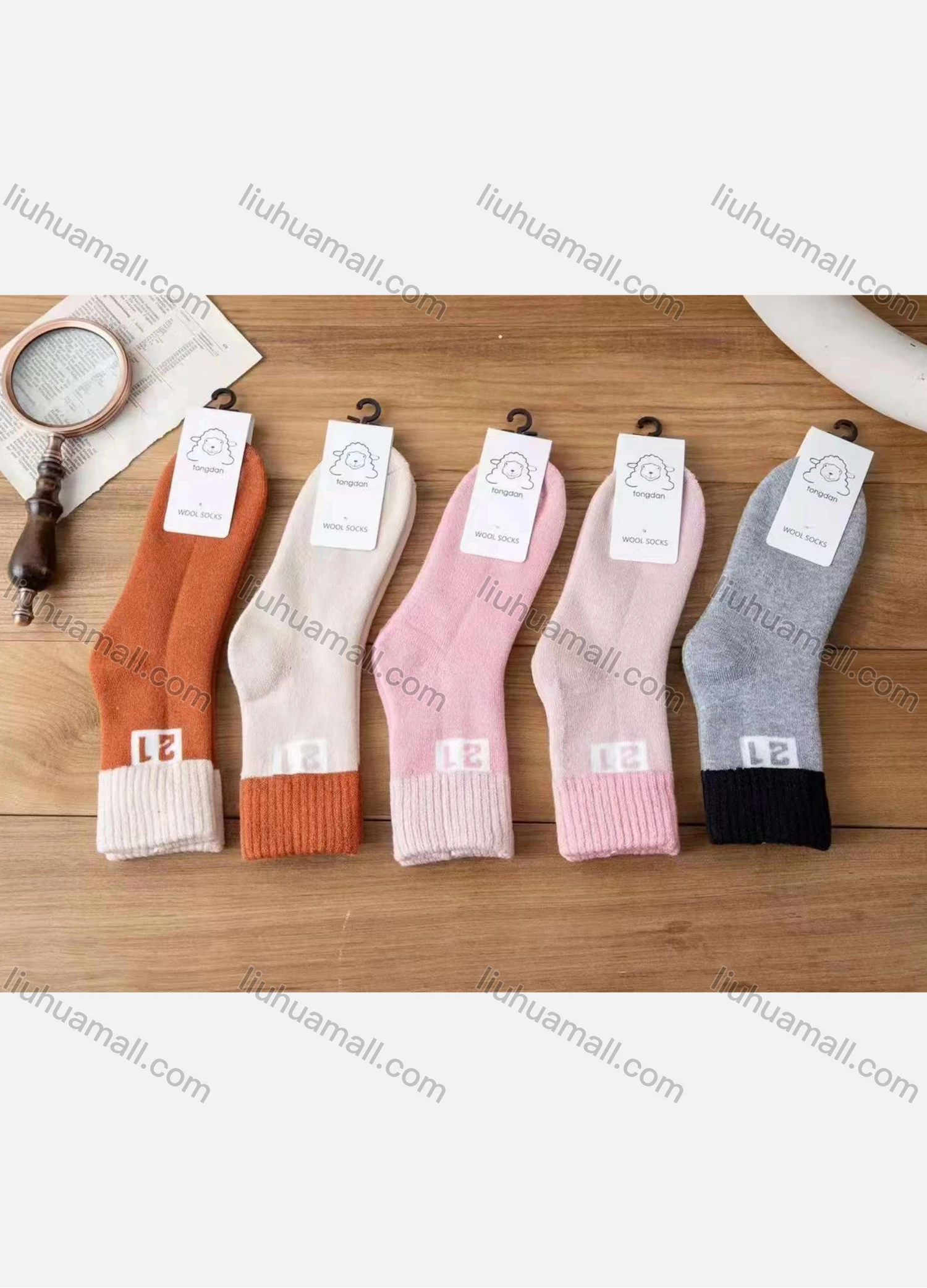 Wholesale Kid's Comfy Number Print Crew Medium Cashmere Socks (10 pairs of socks in one package) - Liuhuamall