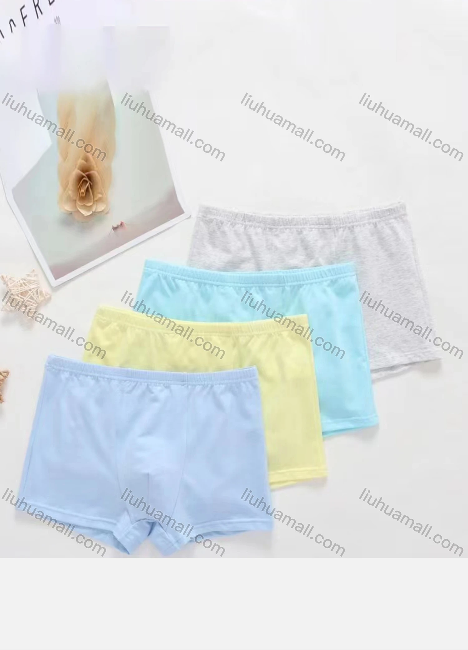 Wholesale Boy's Plain Breathable HIgh Waist Boxer Brief (Pack of 2) - Liuhuamall