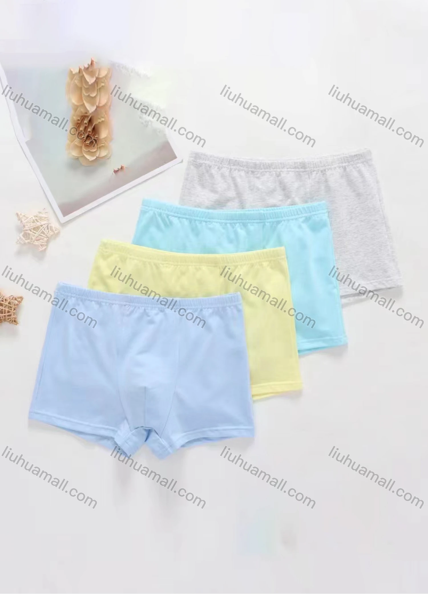 Wholesale Boy's Plain Breathable HIgh Waist Boxer Brief (Pack of 2) - Liuhuamall