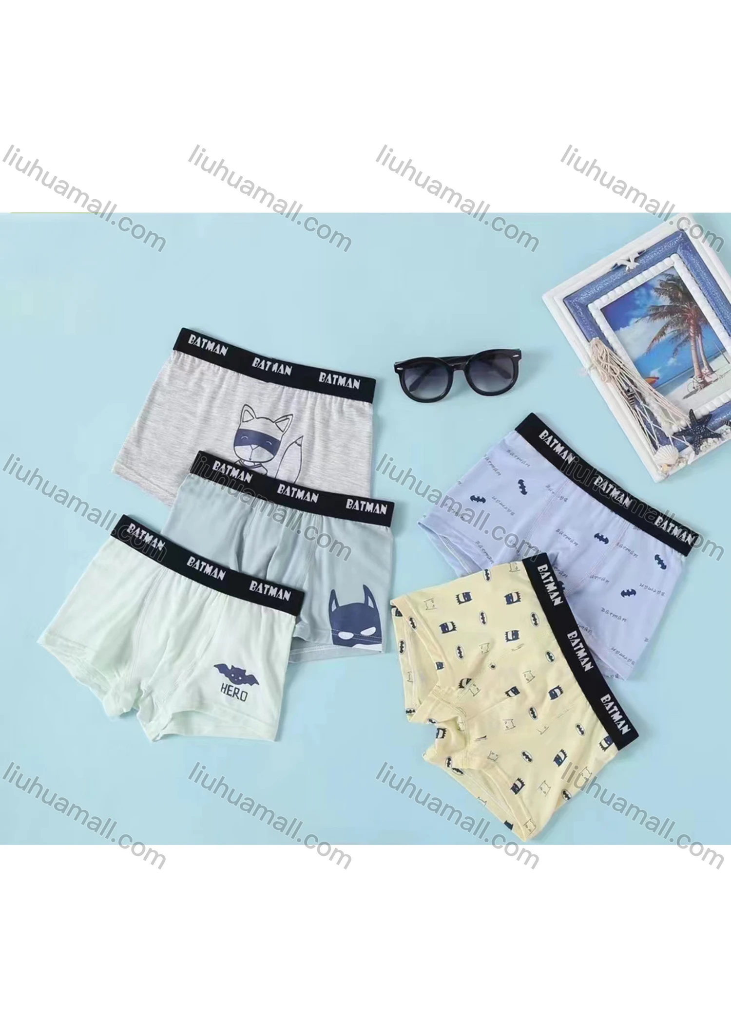 Wholesale Boy's Cartoon Print Breathable HIgh Waist Boxer Brief (Pack of 2) - Liuhuamall