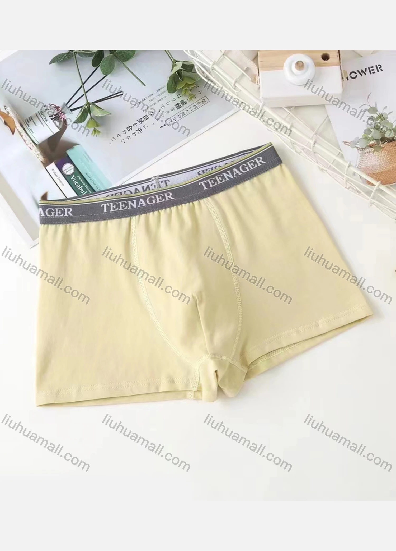 Wholesale Boy's Plain Breathable HIgh Waist Boxer Brief (Pack of 2) - Liuhuamall