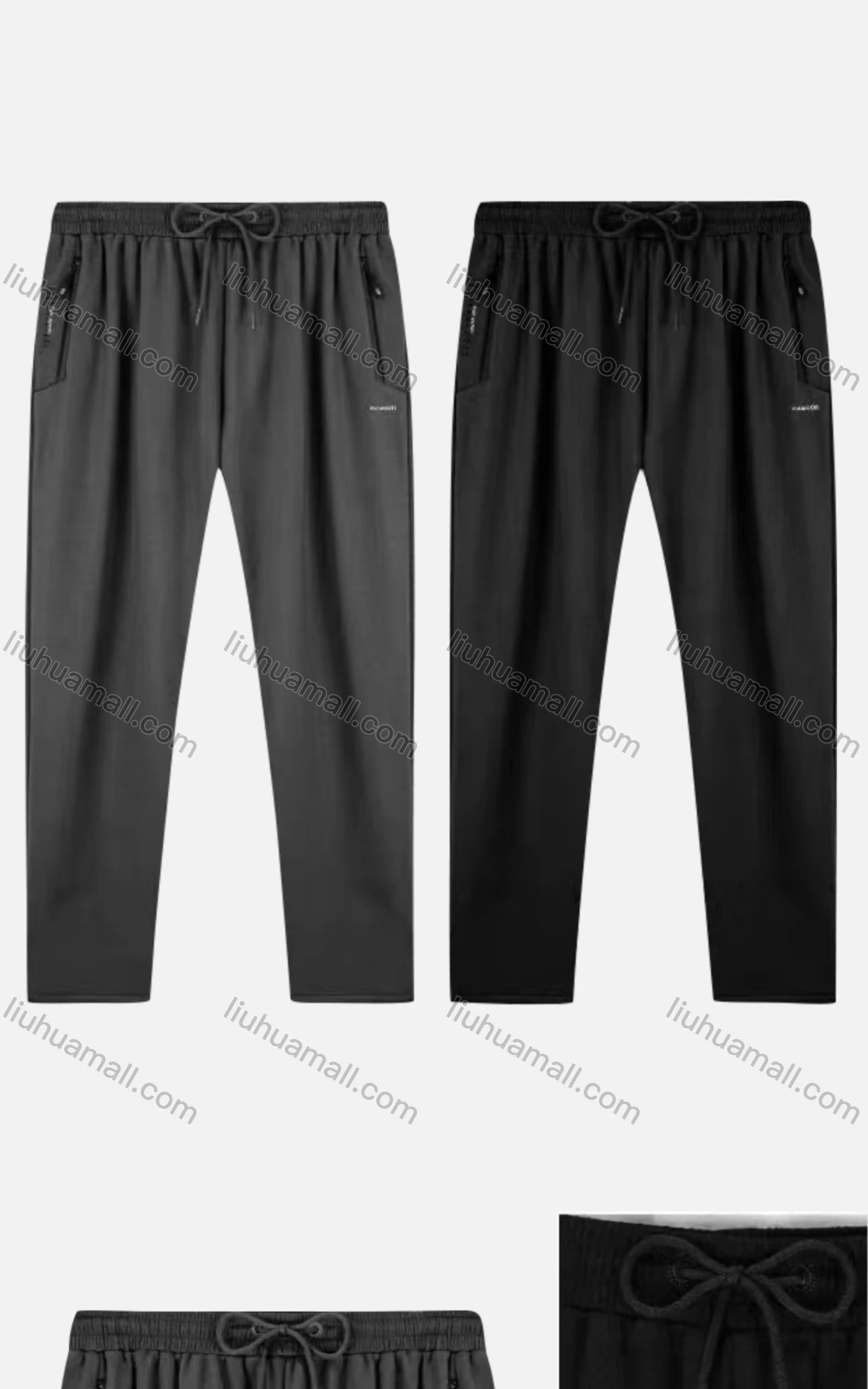 Wholesale Men's Sporty Drawstring Zipper Pockets Letter Pants - Liuhuamall