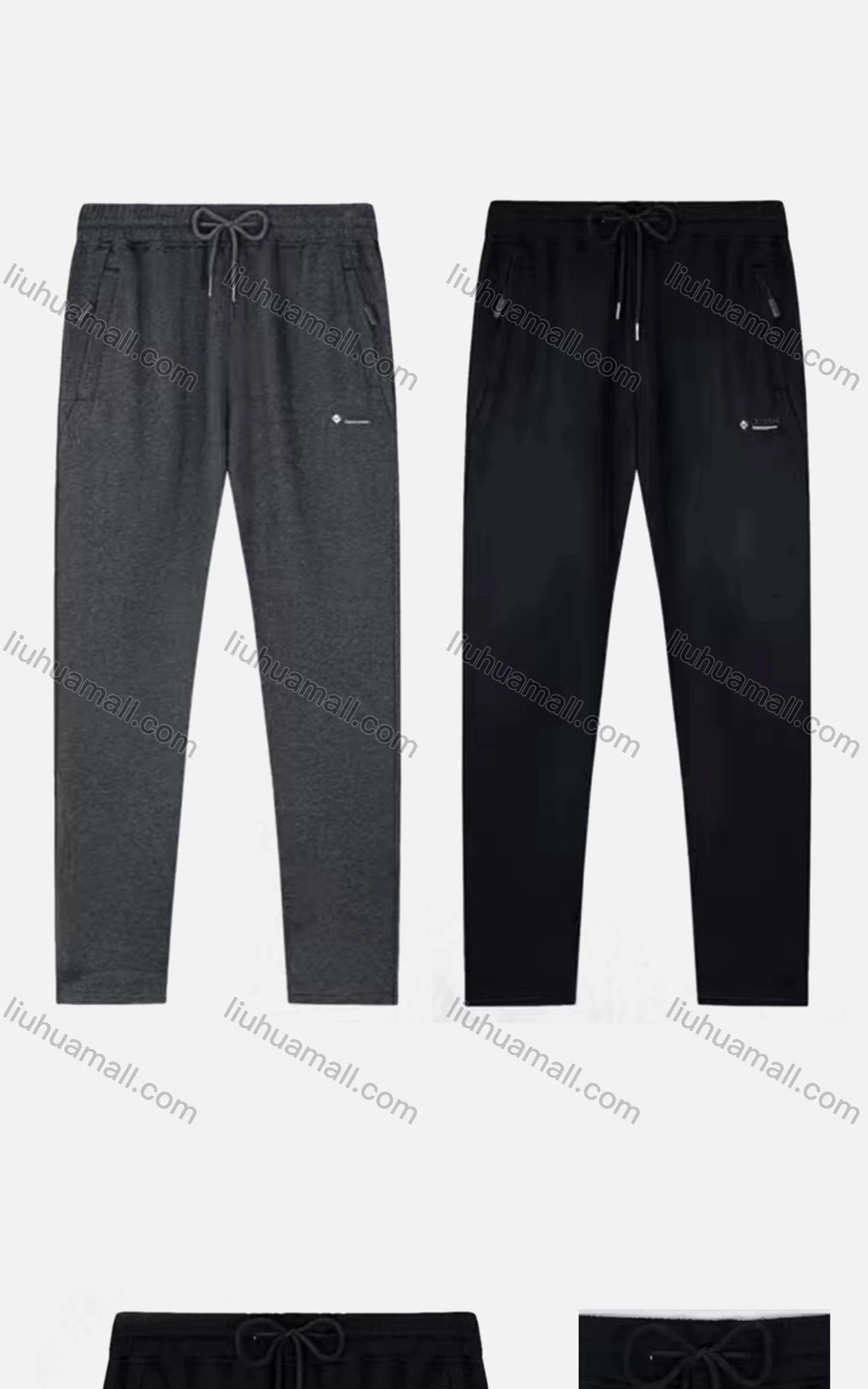 Wholesale Men's Sporty Plain Drawstring Zipper Pockets Letter Pants - Liuhuamall