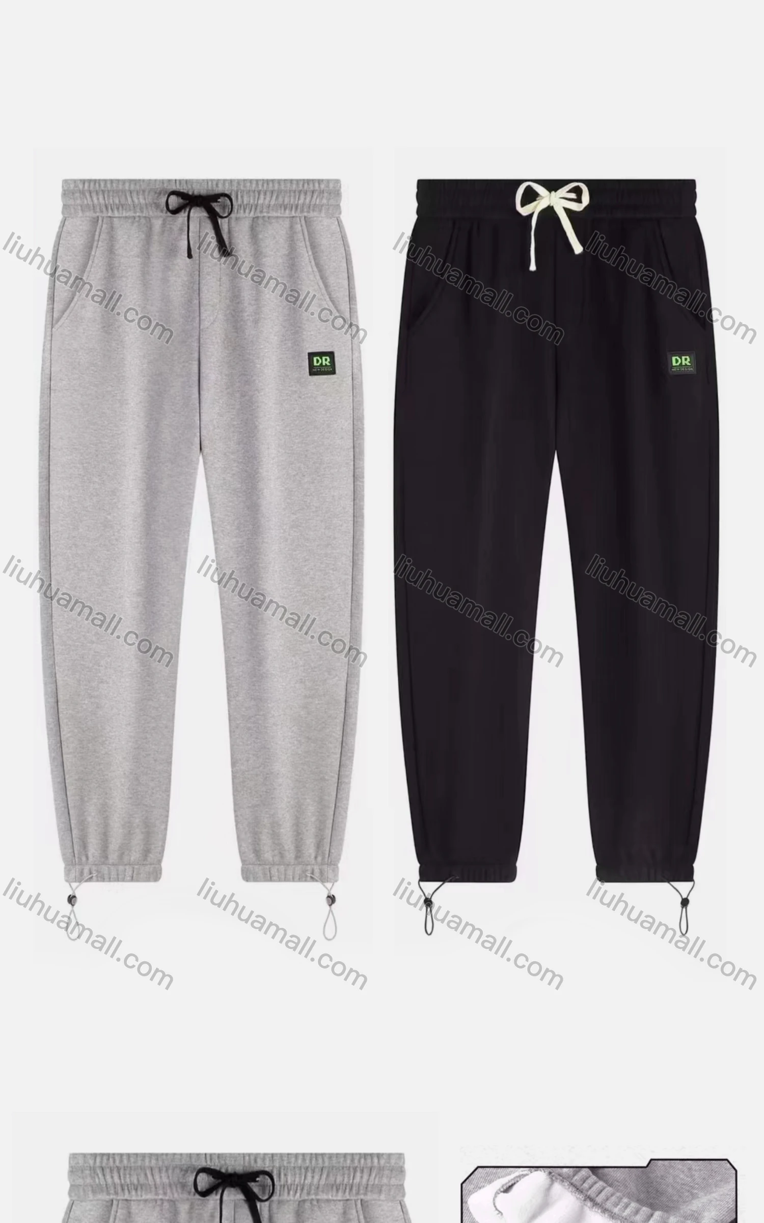 Wholesale Men's Sporty Plain Thermal Lined Drawstring Pockets Label Sweatpants - Liuhuamall