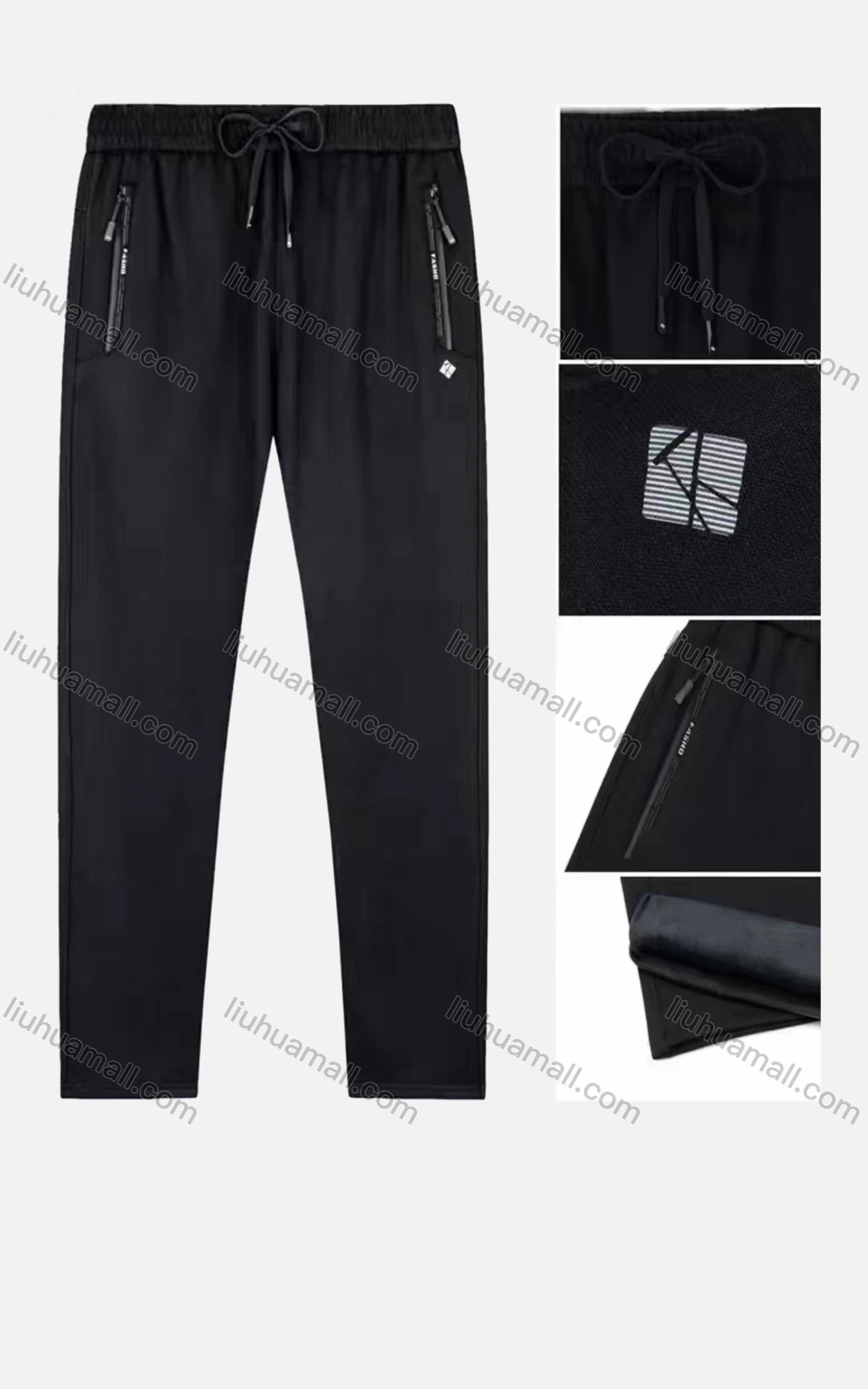 Wholesale Men's Sporty Plain Thermal Lined Drawstring Pockets Pants - Liuhuamall