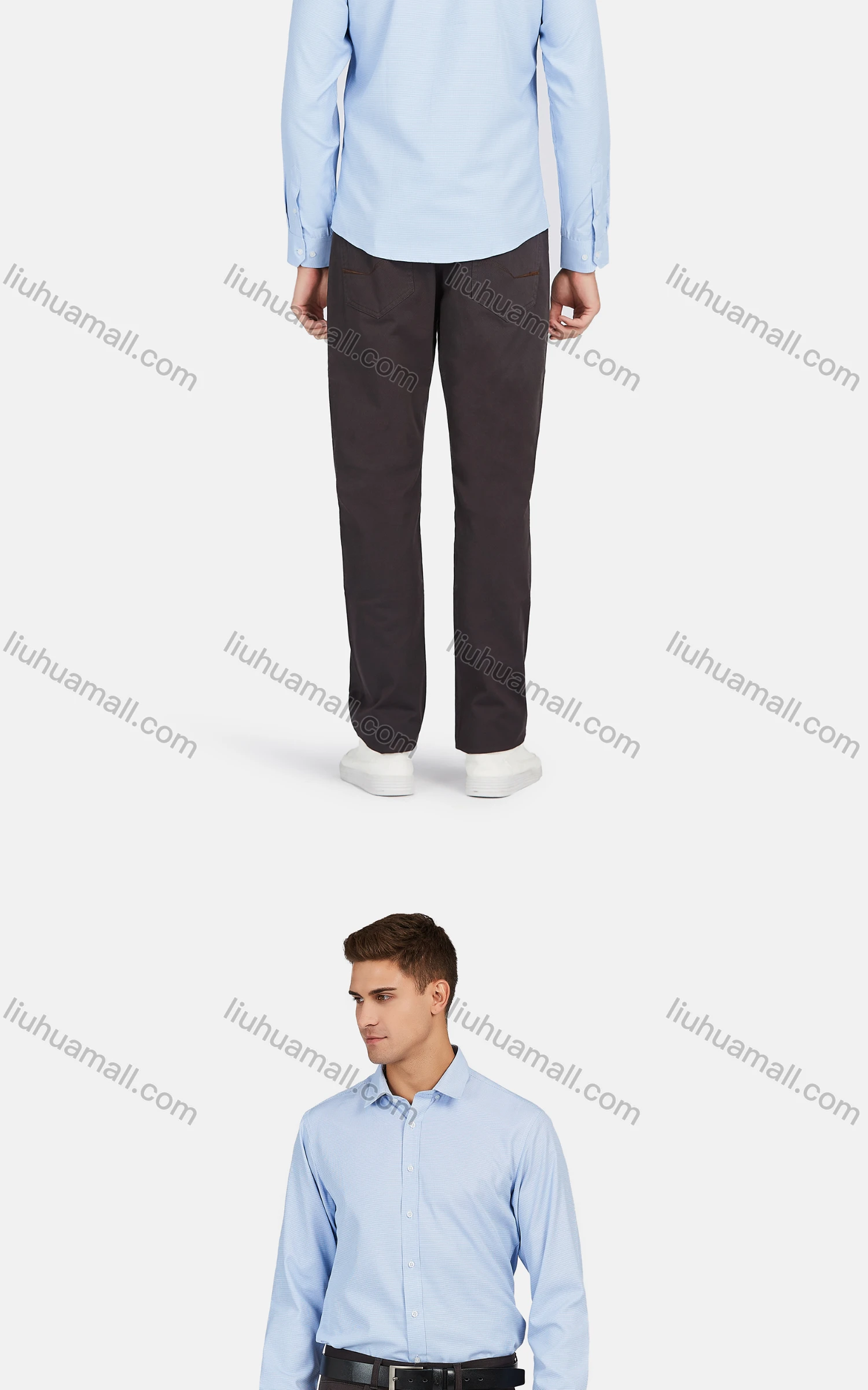 Wholesale Men's Slim Fit Long Sleeve Button Down Gingham Formal Shirts - Liuhuamall