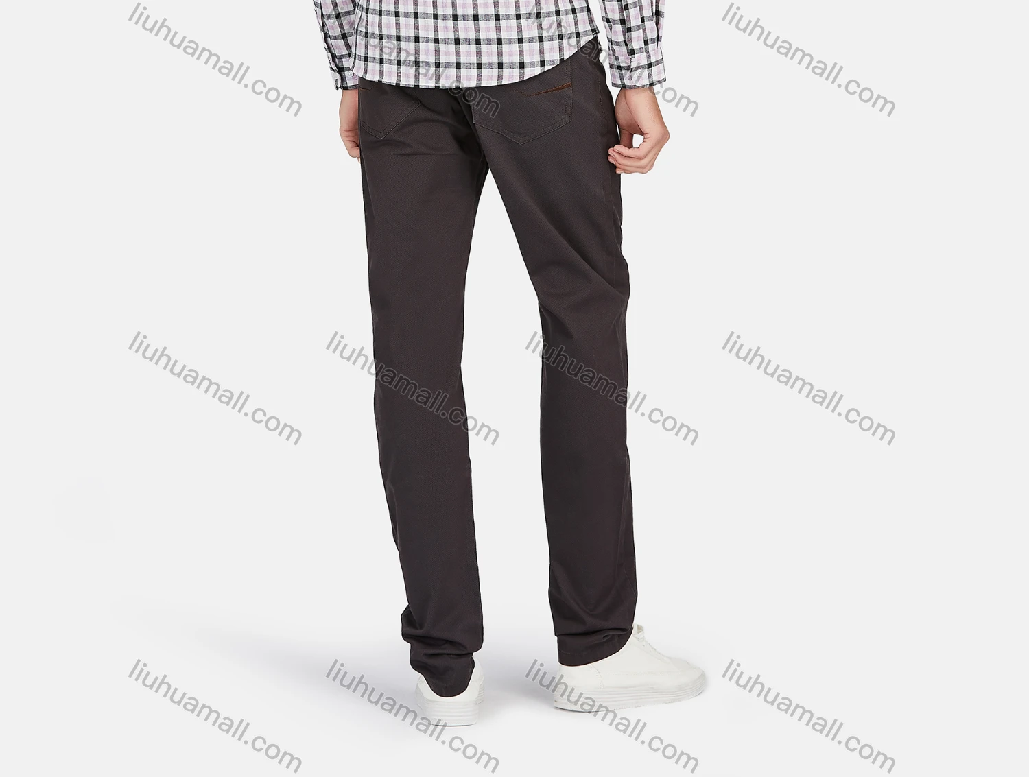 Wholesale Men's Slim Fit Mandarin Collar Long Sleeve Button Down Gingham Shirts - Liuhuamall