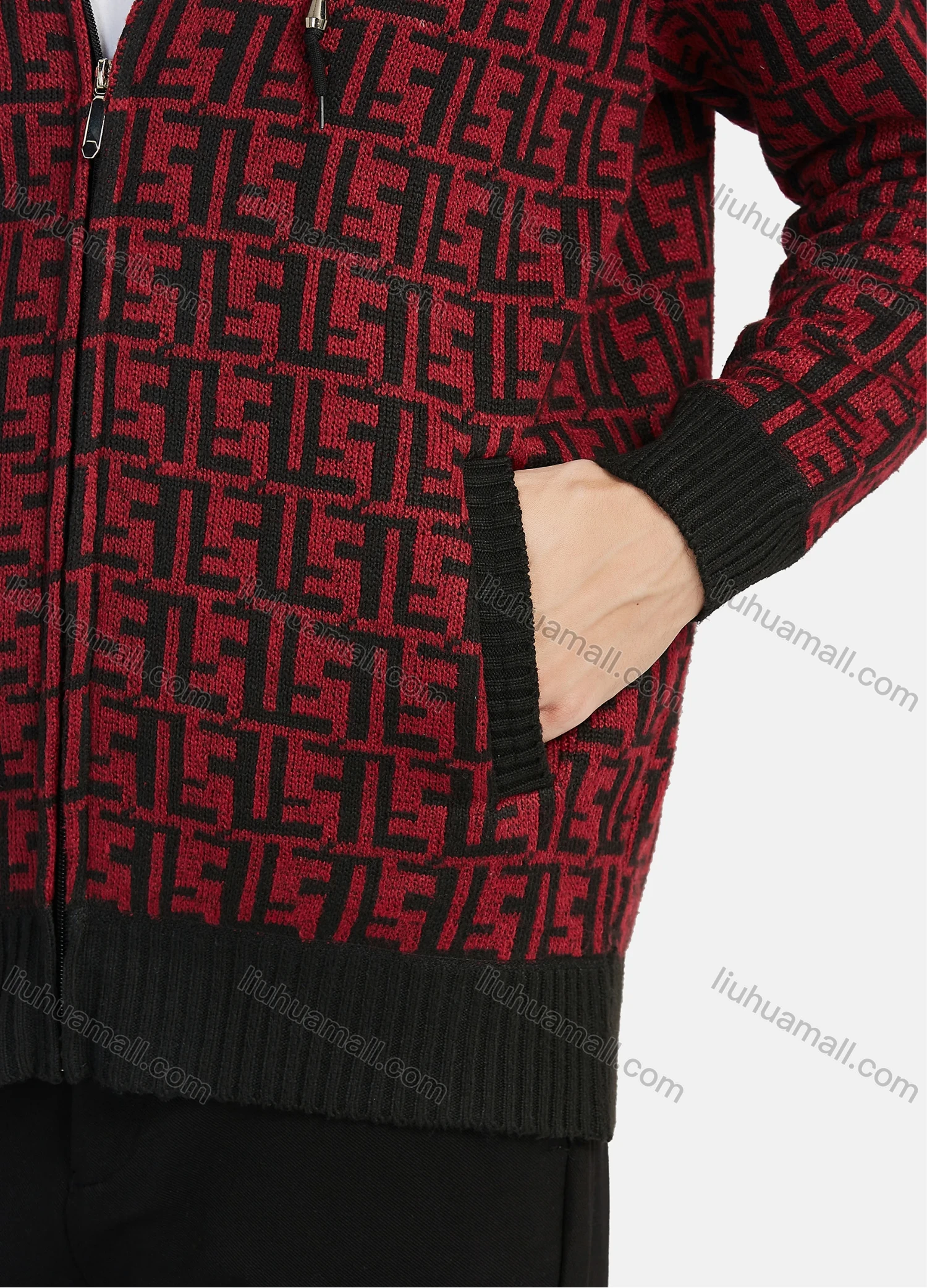 Wholesale Men's Casual Greek Key Sweatshirt Hooded Long Sleeve Zip Up Hoodie - Liuhuamall