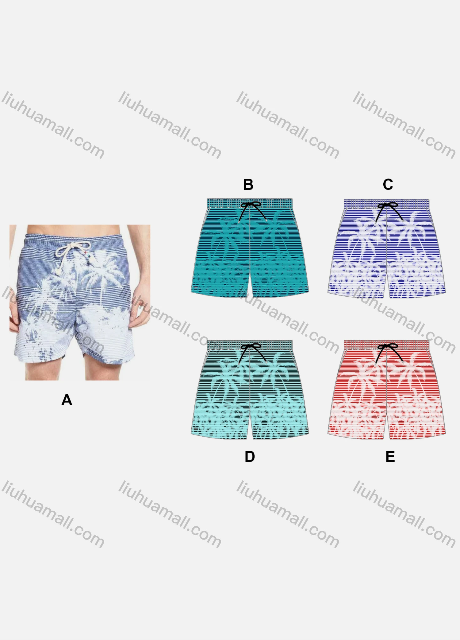Wholesale Unisex Swim Trunks Quick Dry Tropical Graphic Drawstring Beach Shorts - Liuhuamall