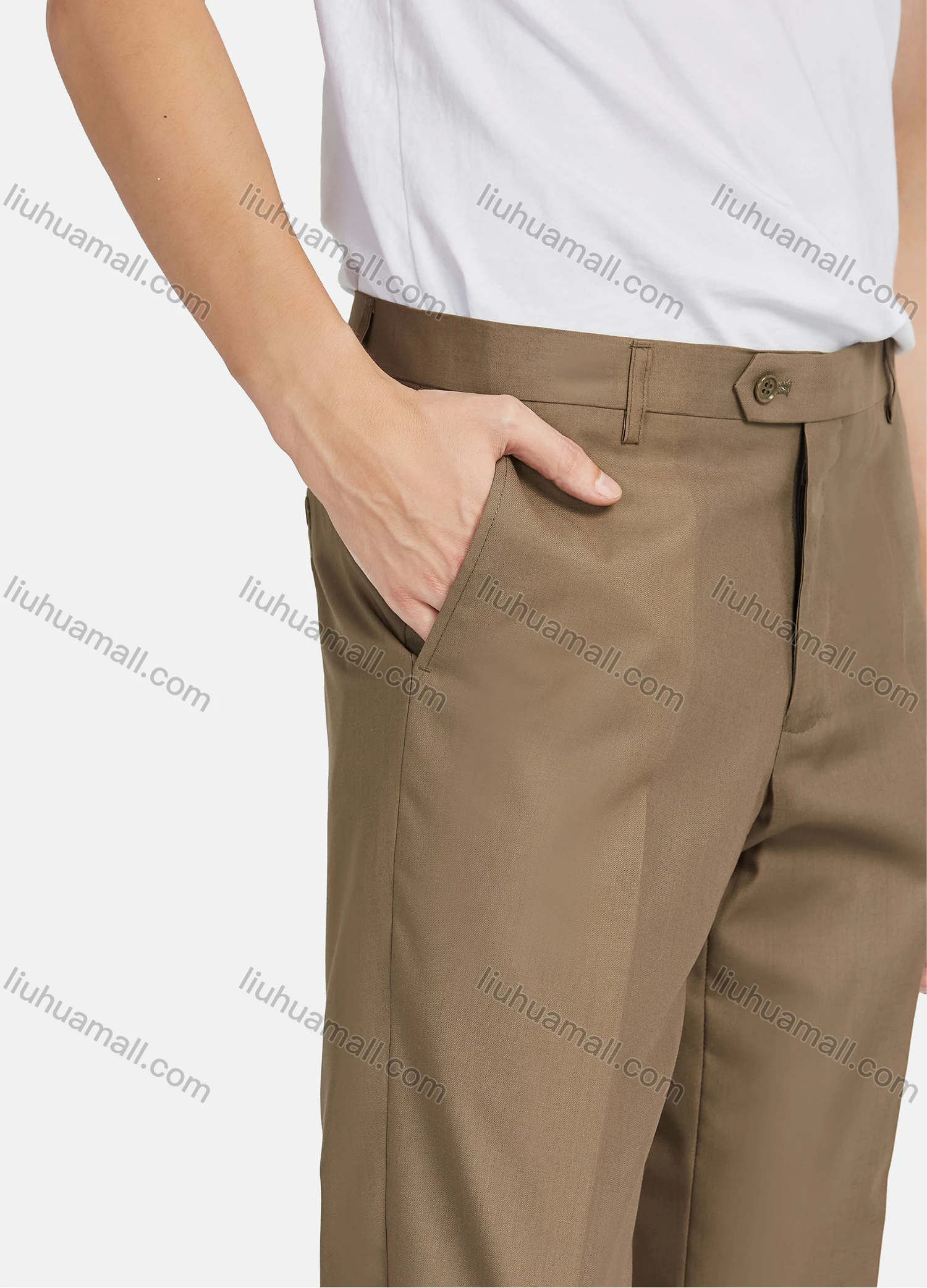 Wholesale Men's Casual Plain Pockets Straight Leg Taperd Pants - Liuhuamall