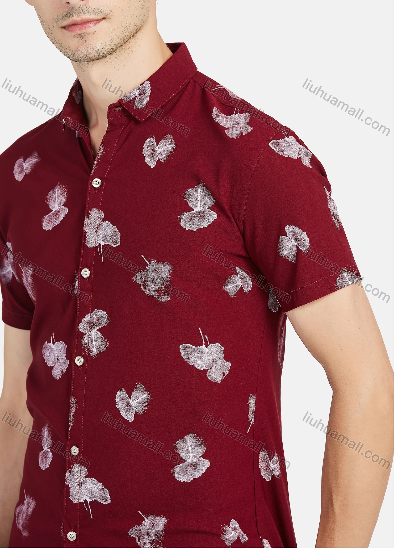 Wholesale Men's Casual Allover Print Short Sleeve Button Down Shirts - Liuhuamall