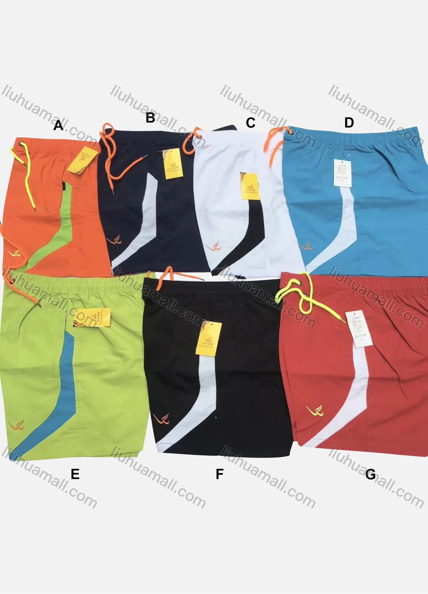Wholesale Unisex Swim Trunks Quick Dry Embroidery Label Drawstring Beach Shorts - Liuhuamall