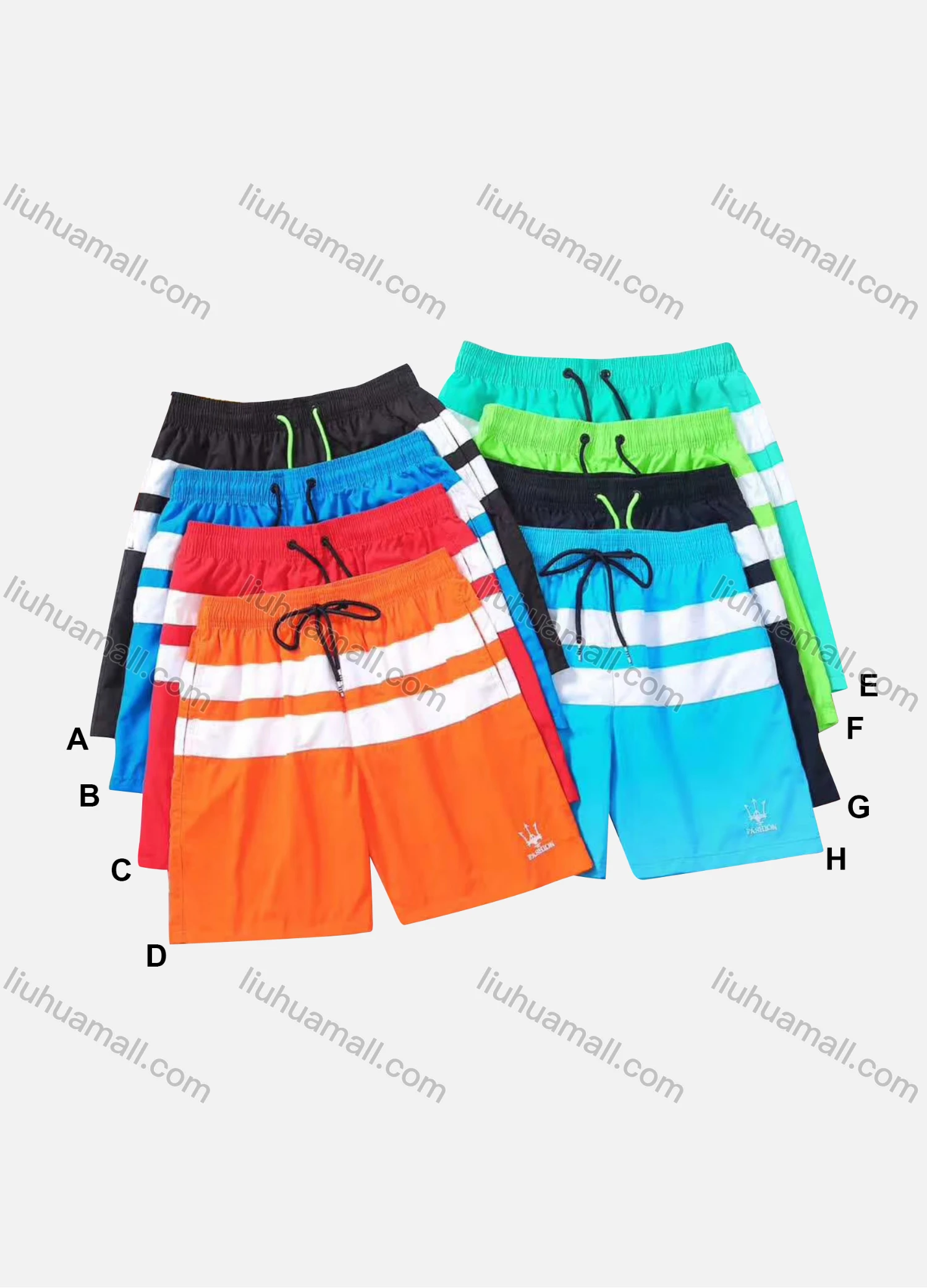 Wholesale Unisex Swim Trunks Quick Dry Colorblock Embroidery Label Beach Shorts - Liuhuamall