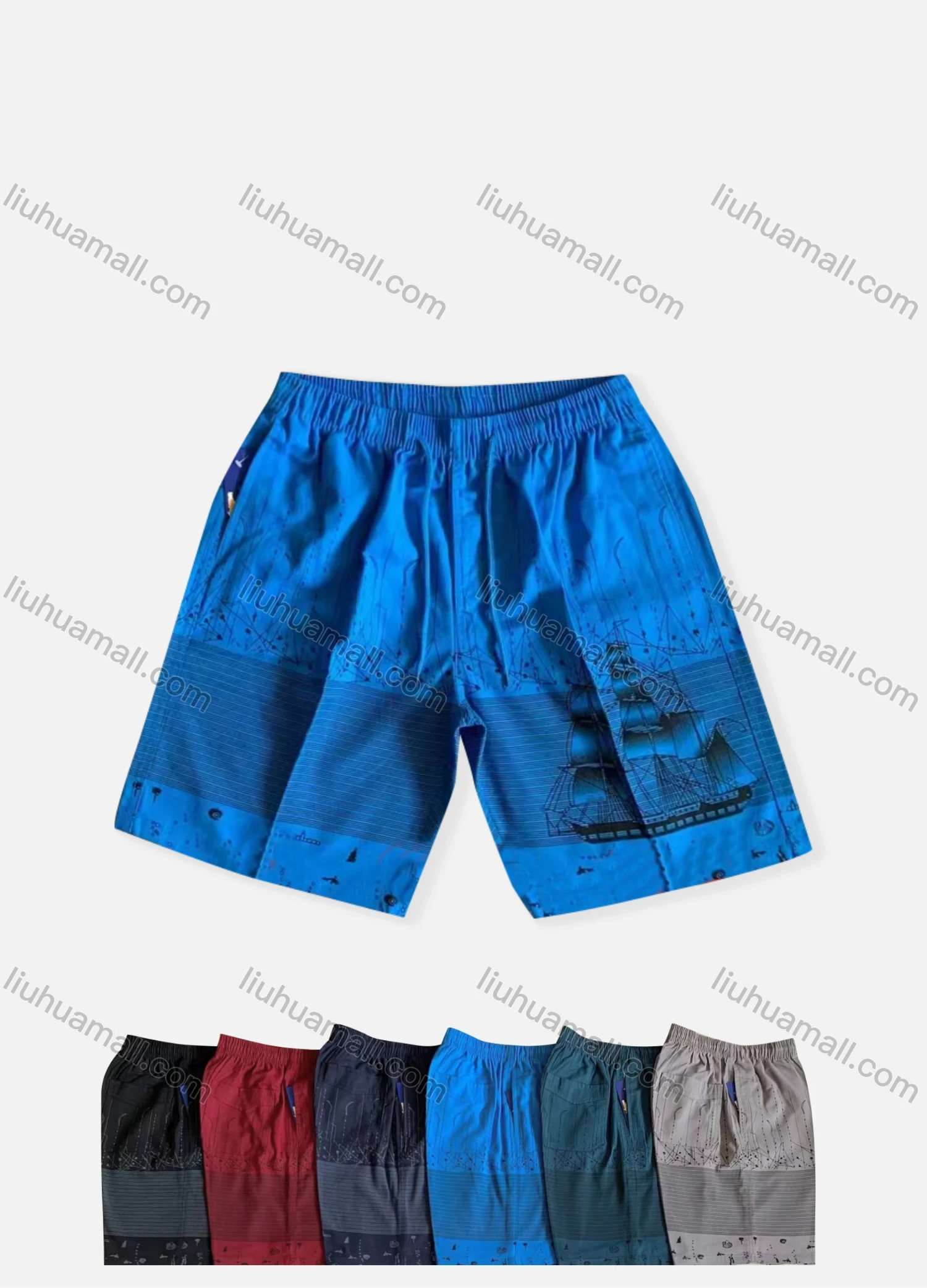Wholesale Men's Casual Drawstring Striped Graphic Shorts With Pockets - Liuhuamall